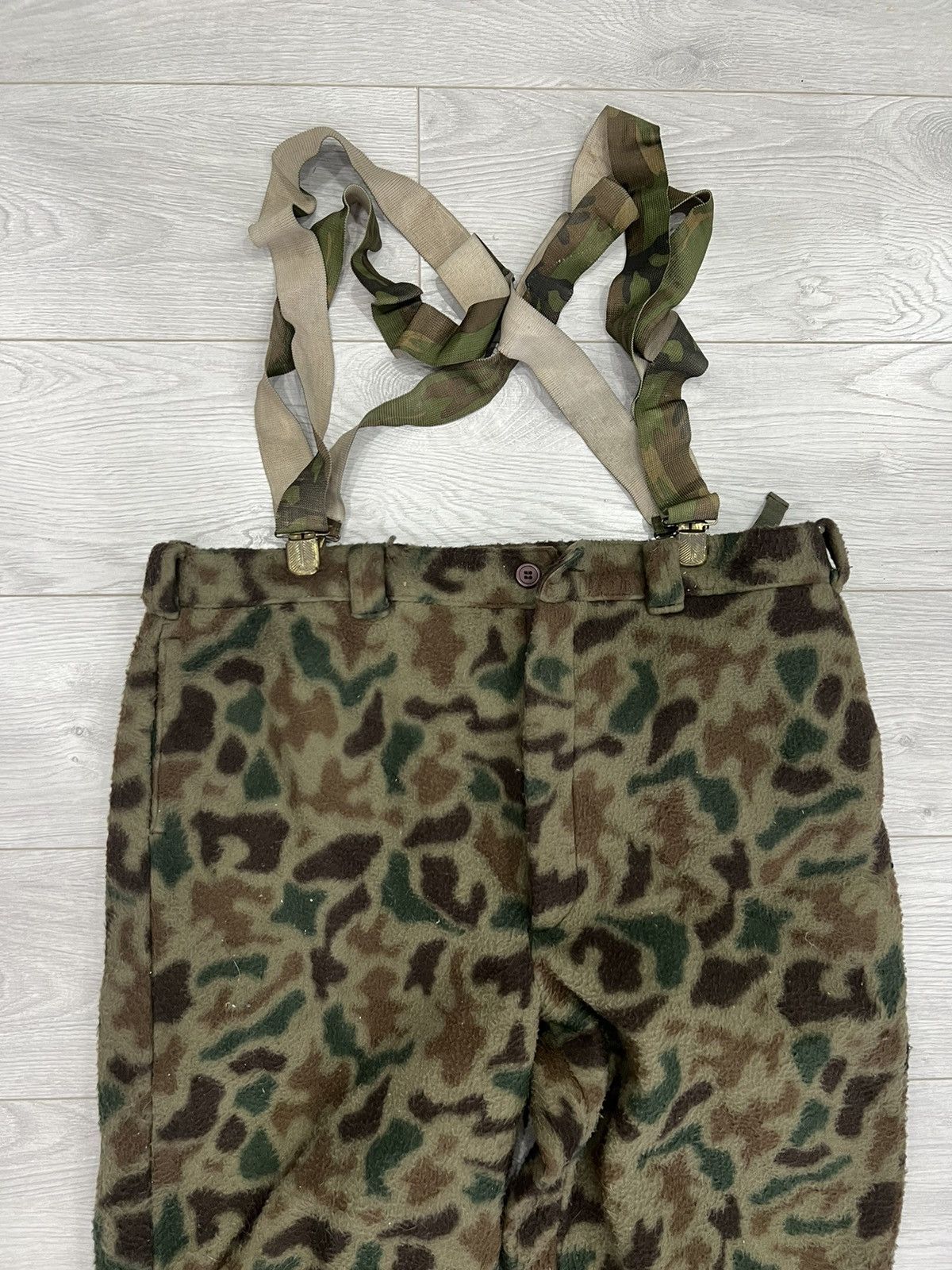 Woolrich Woolen Mills Vtg Woolrich Duck Camo Fleece Pants Removable Suspenders XL Size US 36 / EU 52 - 3 Thumbnail