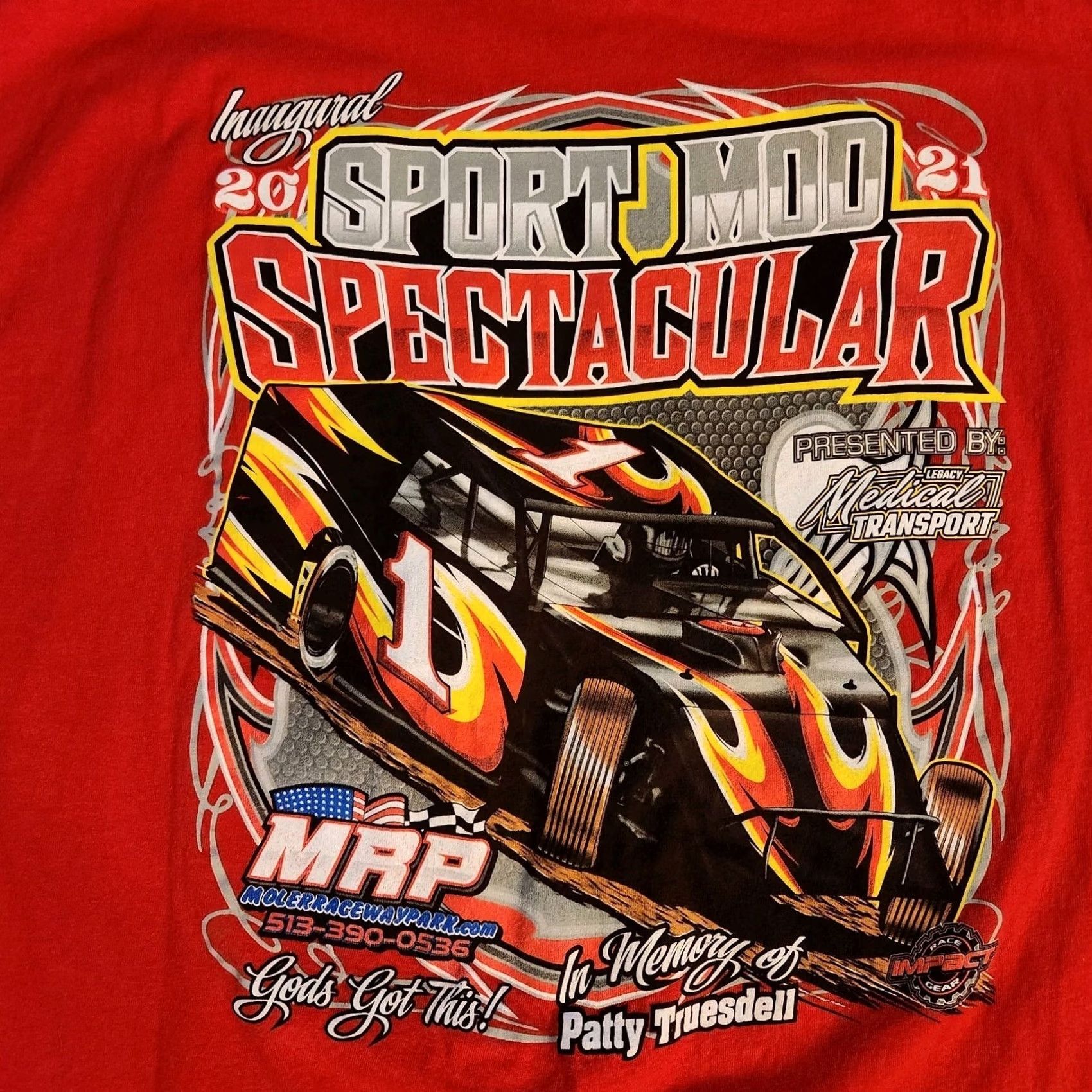 Gildan Dirt Late Model Racing Sport Mod T Shirt Tee Double Sided Red Mens 2XL Size US XXL / EU 58 / 5 - 4 Thumbnail