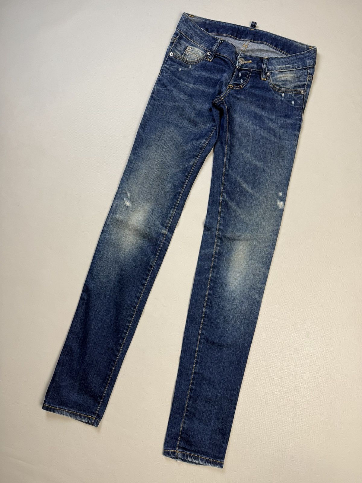 Dsquared2 Dsquared Distressed Denim Low Rise Skinny Biker Jeans Pants Size 25" / US 0 / IT 36 - 4 Thumbnail