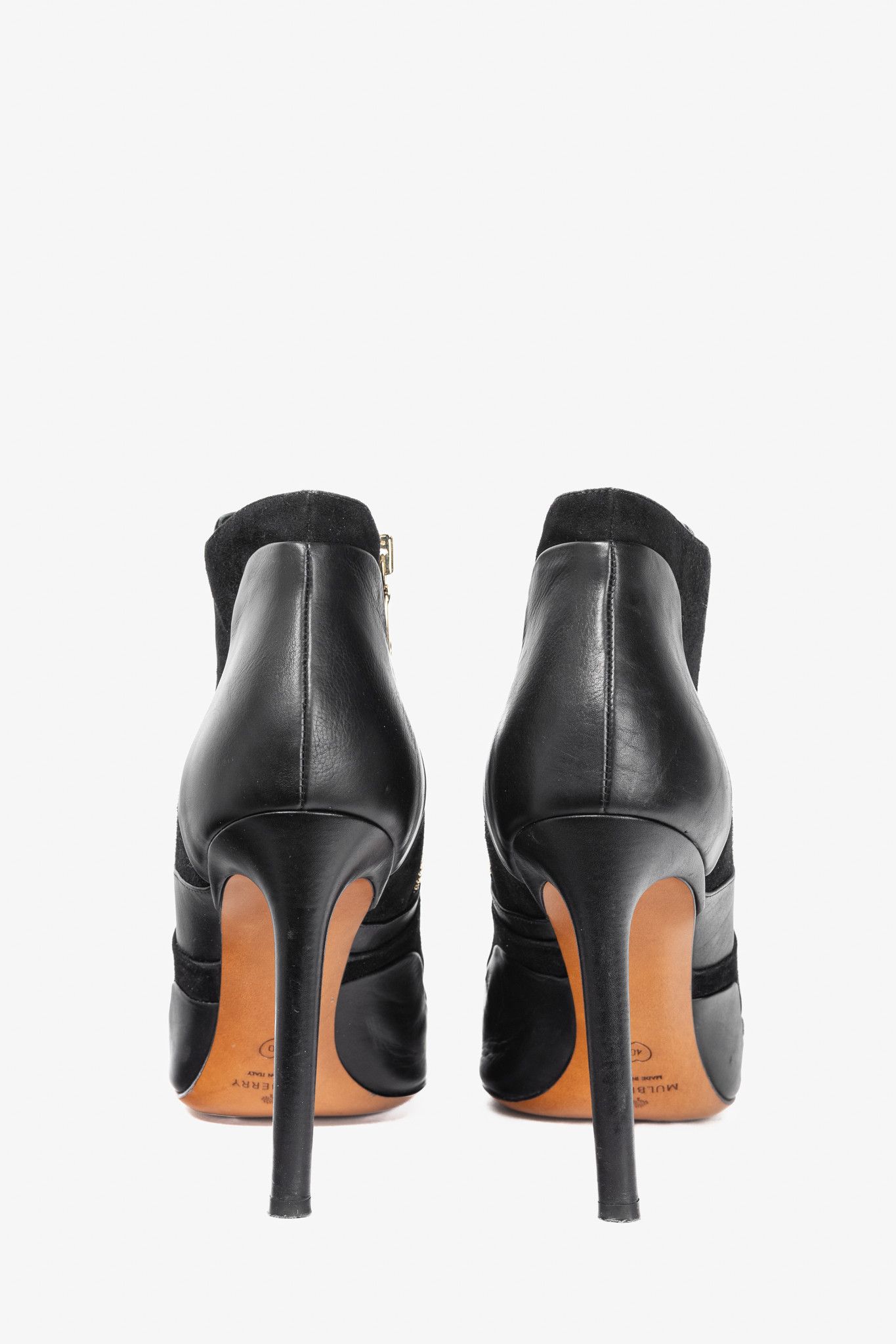 Mulberry Mulberry Mira Black Calf & Suede Patchwork Booties Size US 9.5 / IT 39.5 - 3 Thumbnail