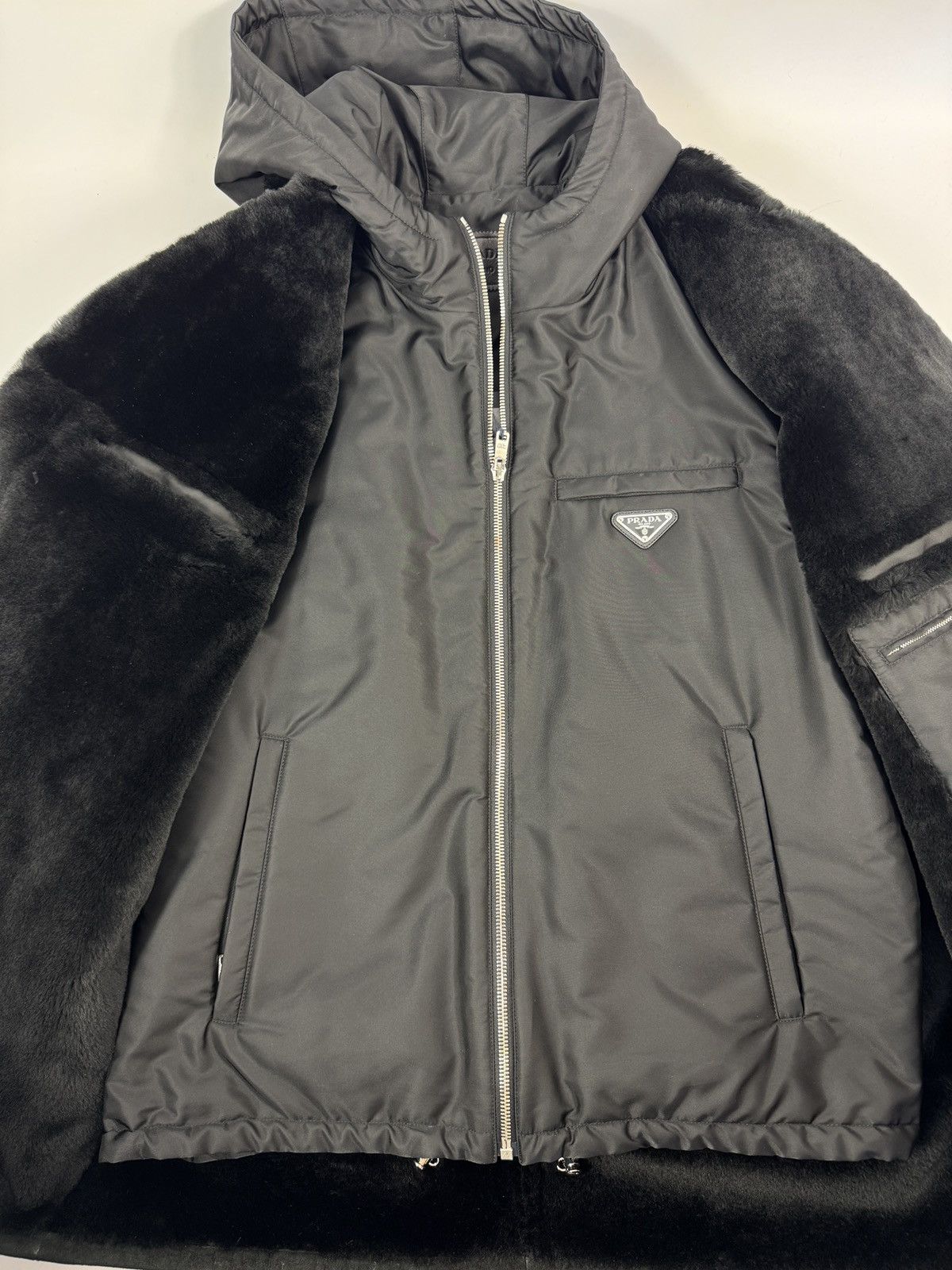 Prada 2 IN 1 SHEARLING /SUEDE AND REMOVABLE GILET CABAN COAT Size US XL / EU 56 / 4 - 4 Thumbnail