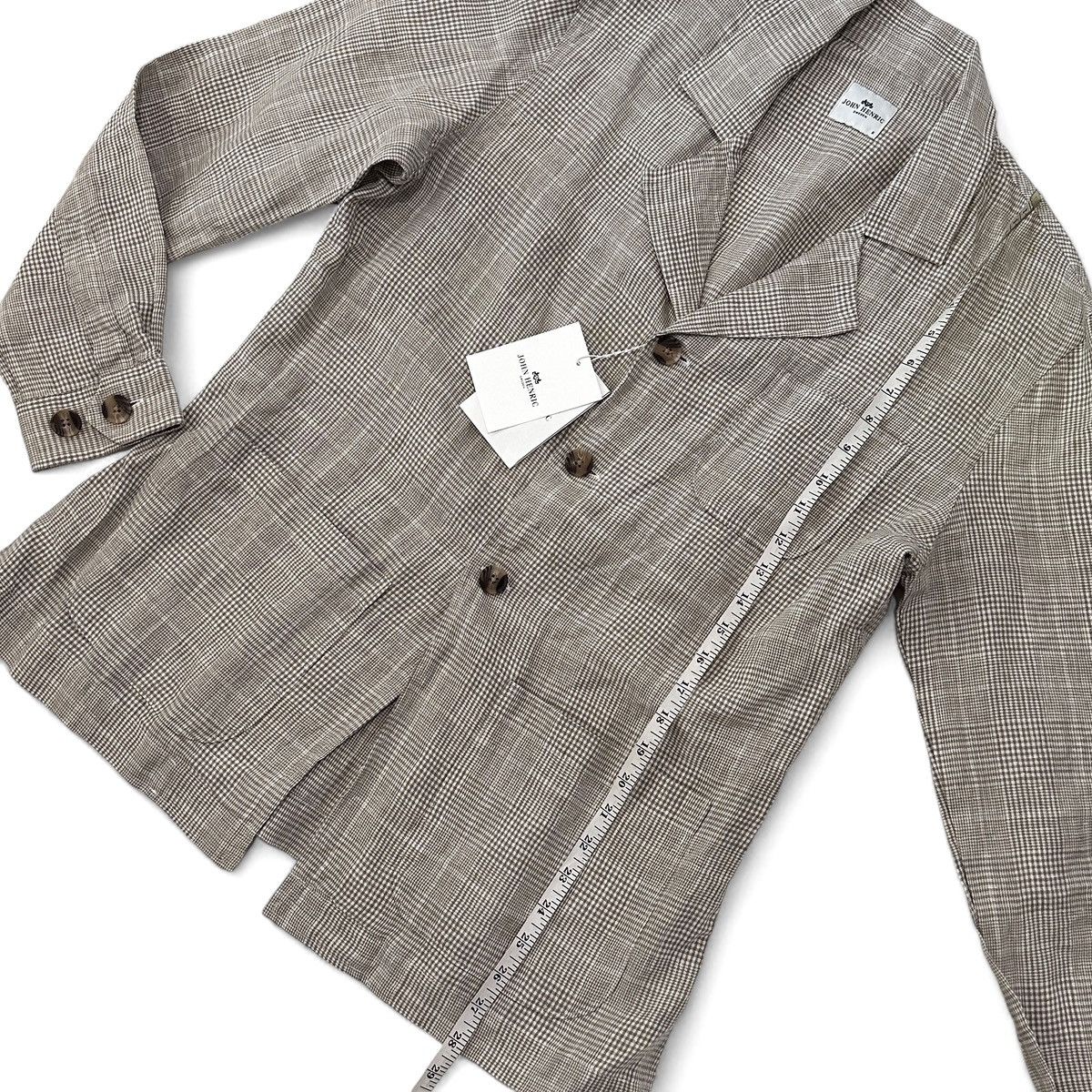 Designer John Henric 100% Linen Overshirt Jacket Shacket Plaid Size US S / EU 44-46 / 1 - 3 Thumbnail