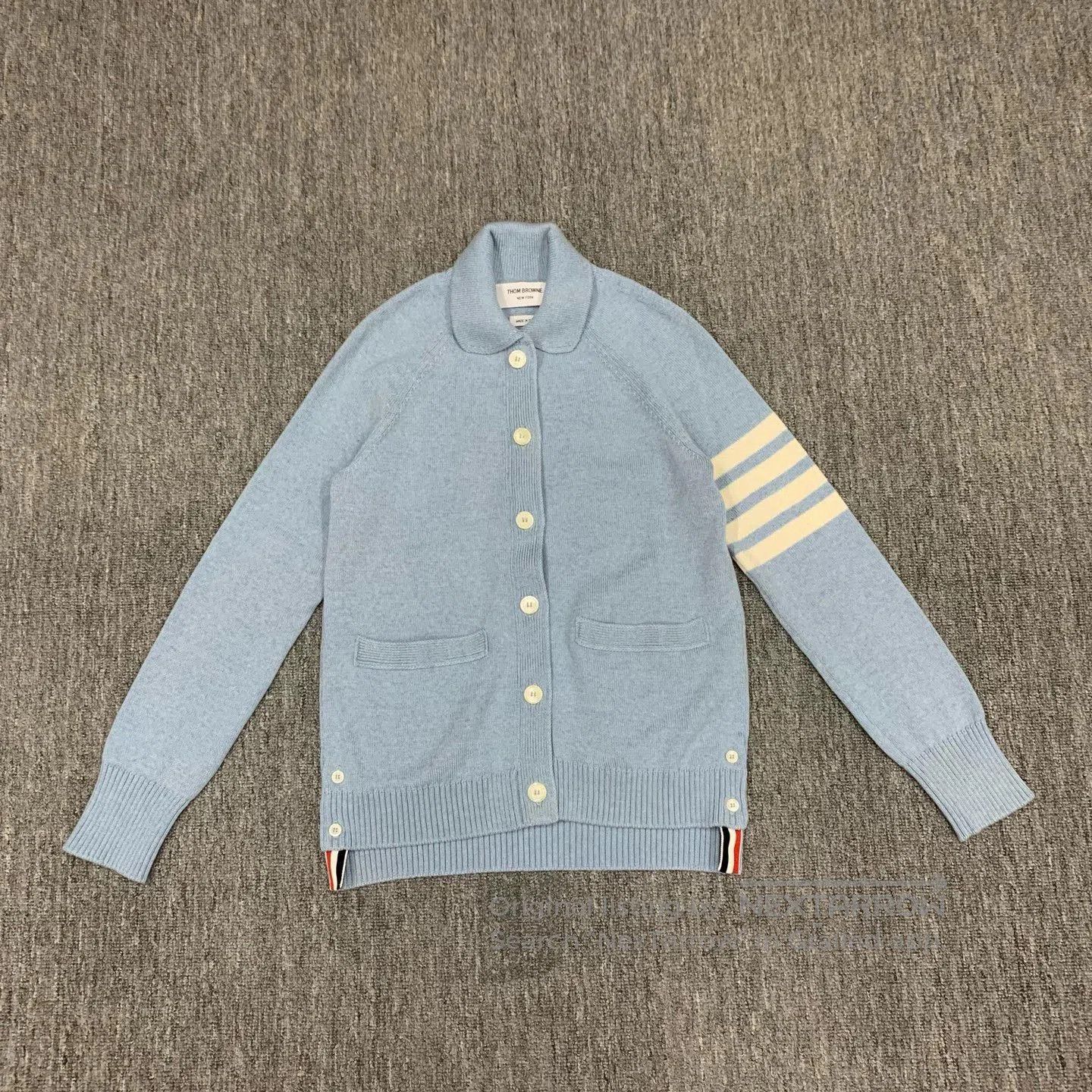 Thom Browne thom browne light blue wool cardigan sweater. Size US S / EU 44-46 / 1 - 1 Thumbnail