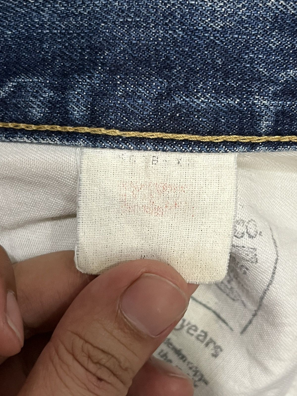 Levi's Levi’s 503BXX Big E Dark Blue Faded Distressed Selvedge Jean Size US 33 - 21 Thumbnail