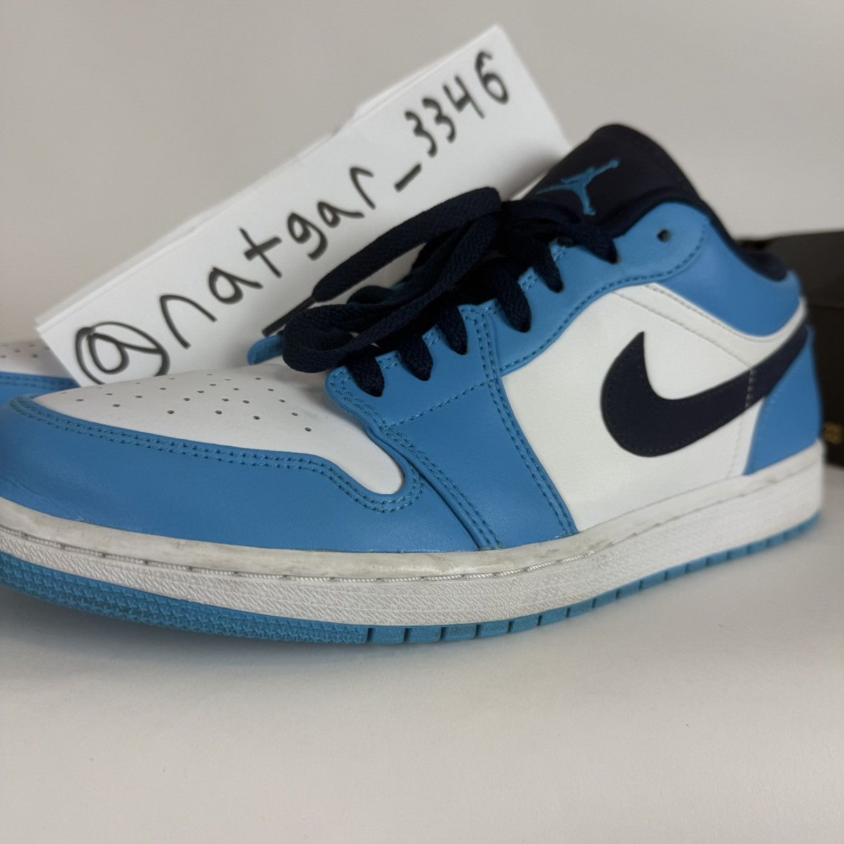 Jordan Brand × Nike Size 10.5-Jordan 1 Low UNC 2021 University Blue/ White. Size US 10.5 / EU 43-44 - 3 Thumbnail