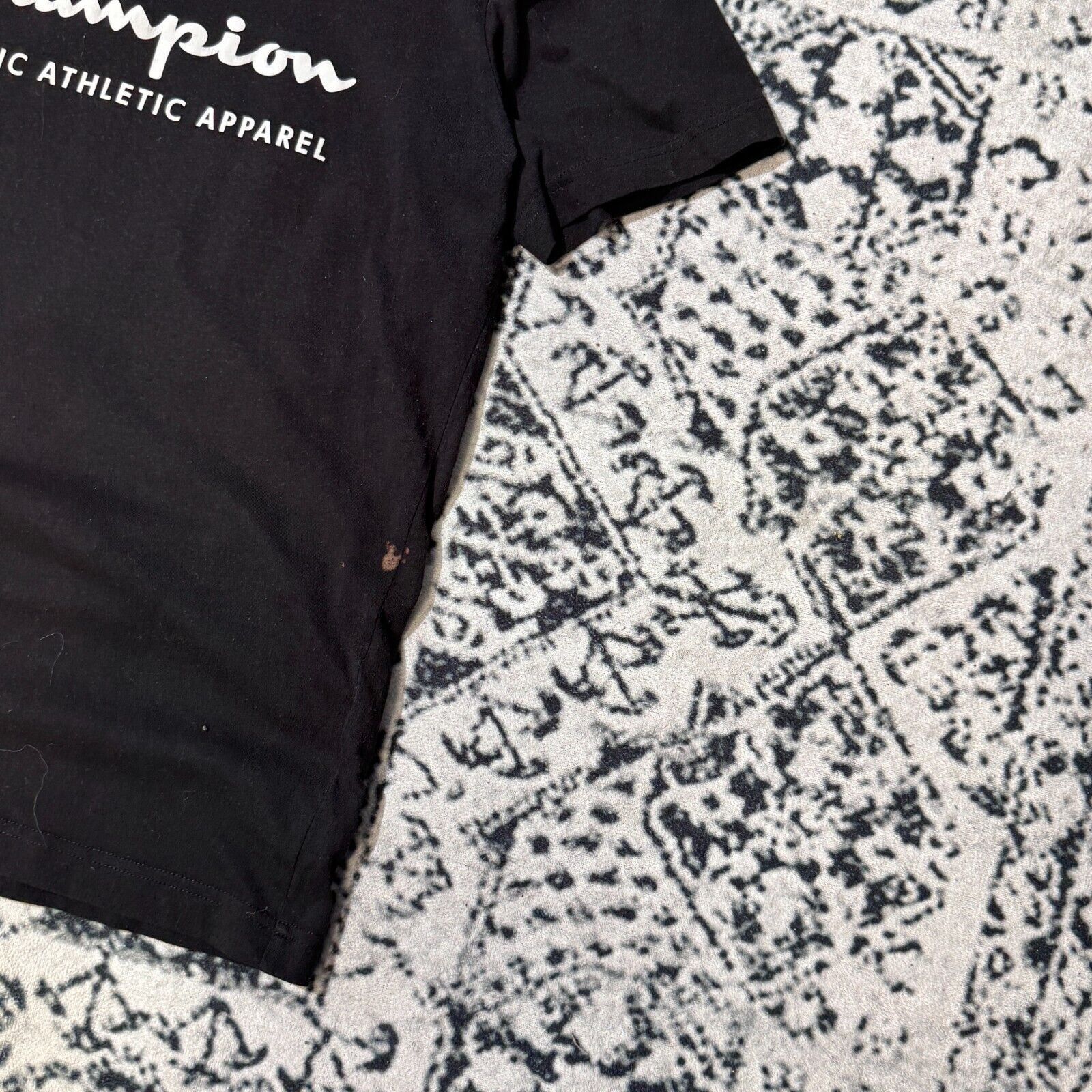 Champion × Vintage Vintage Black Cotton T-Shirt Size M Champion Spellout Logo Size US M / EU 48-50 / 2 - 4 Thumbnail