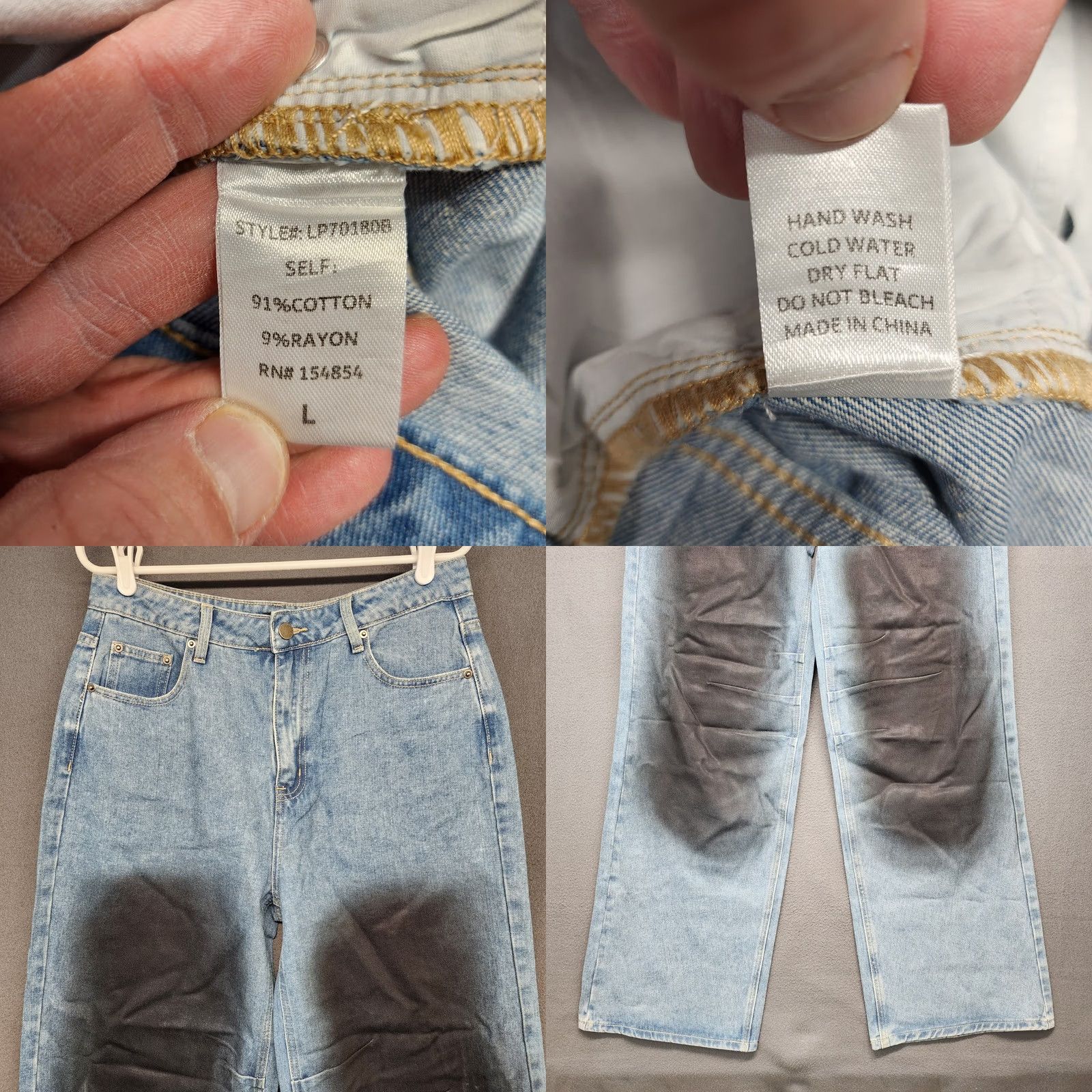 Vintage Rehab Lab Jeans Womens Large Baggy Wide-Leg Light Wash Distressed Dark Fade 5-Pocket Denim Jeans Mens? Size 36" / US 14 / IT 50 - 8 Thumbnail