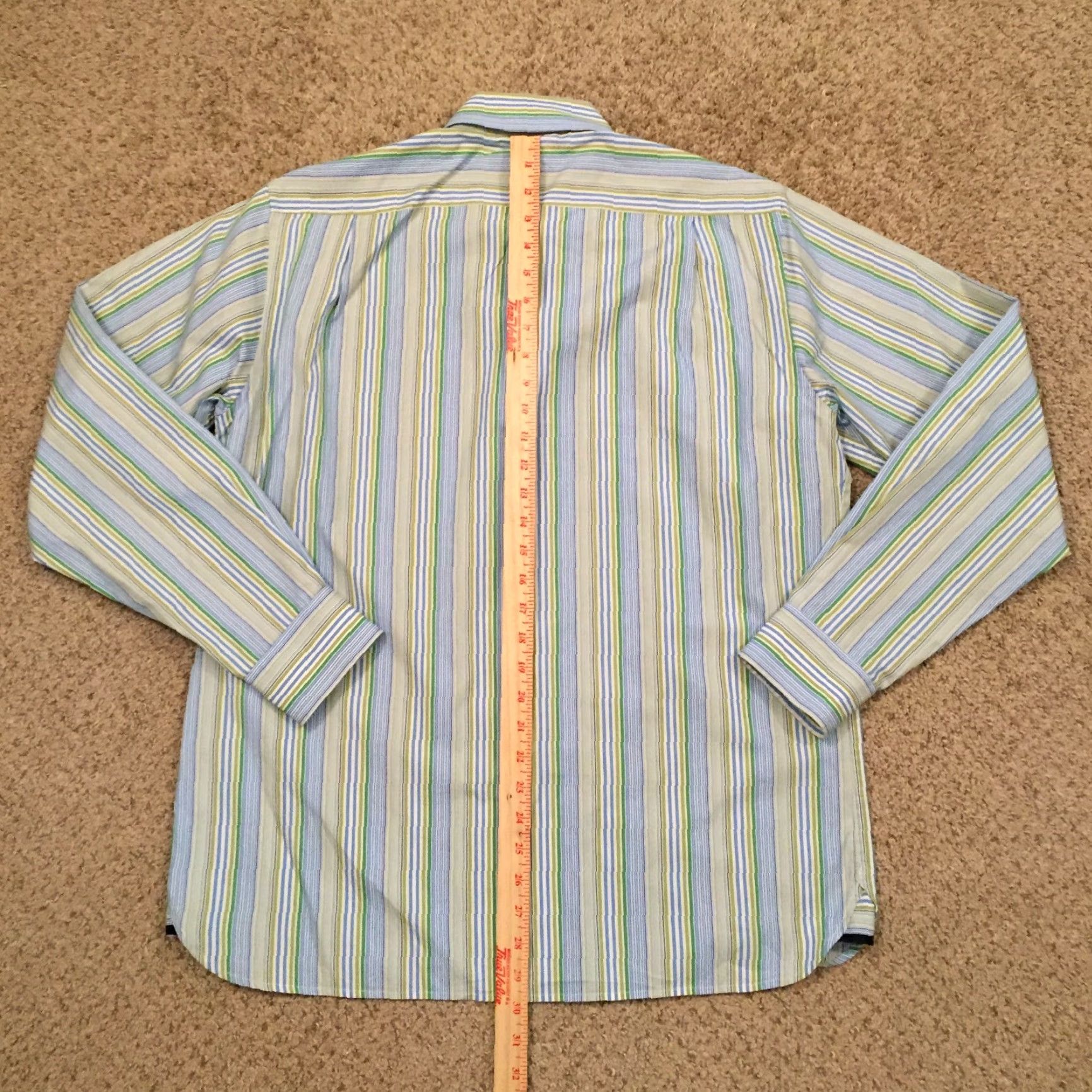Gap Gap Button-Up Shirt Men M Blue Green Striped Long Sleeve Collared Nylon? (note: incorrect) Size US M / EU 48-50 / 2 - 6 Thumbnail