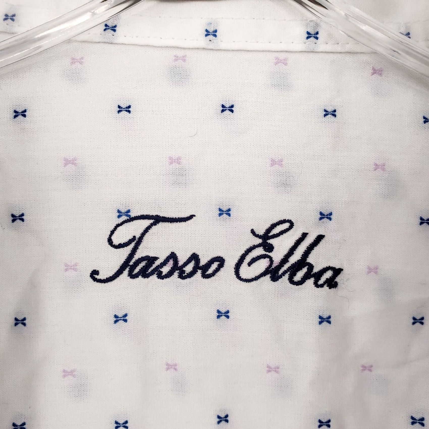 Tasso Elba Tasso Elba Dress Shirt Men XL 17-17.5 White Dobby Supima Cotton Allover Collared Shirt Size 46R - 5 Thumbnail