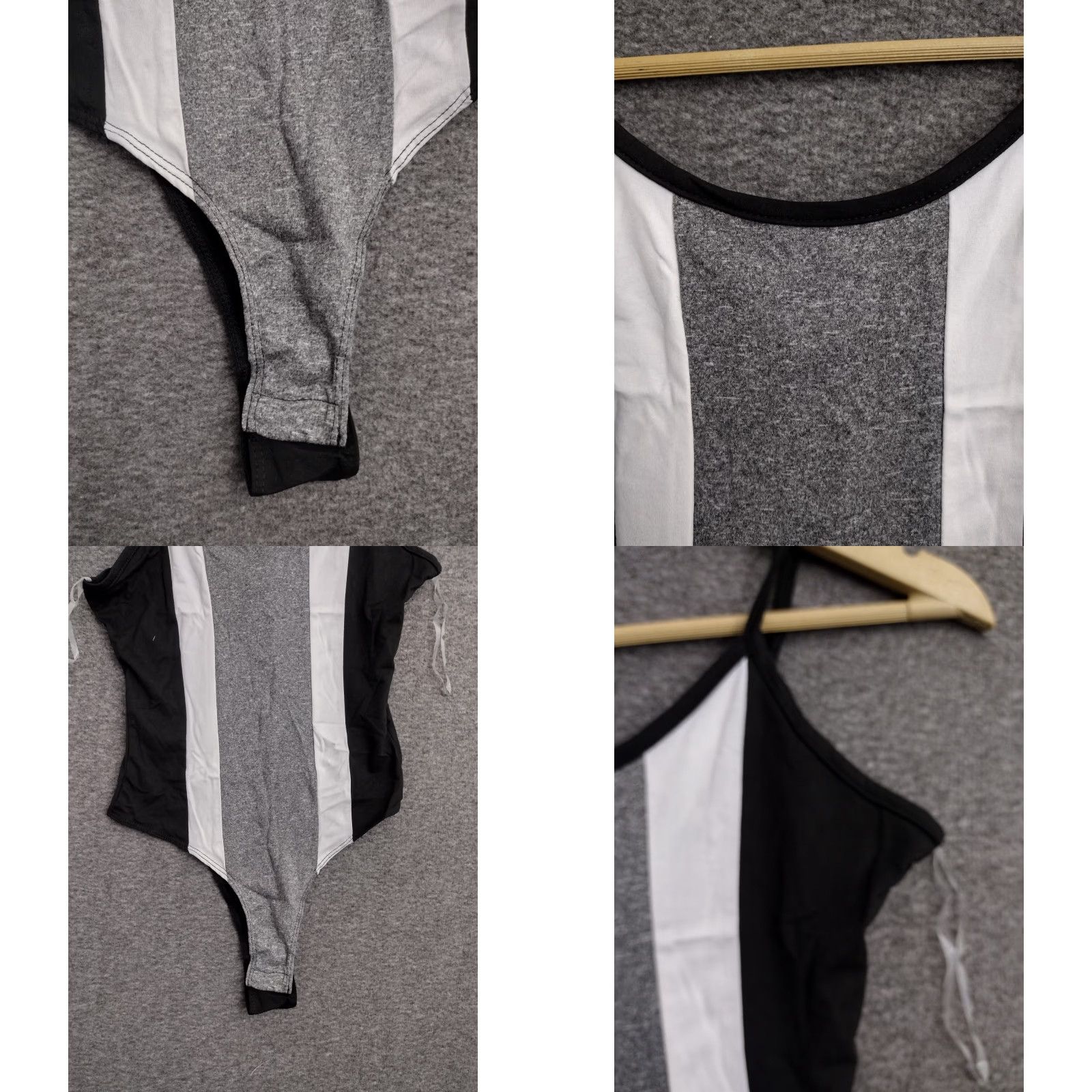 Vintage Codigo Bodysuit Womens M Black/White/Gray Tank Strap Fitted") Size M / US 6-8 / IT 42-44 - 8 Thumbnail