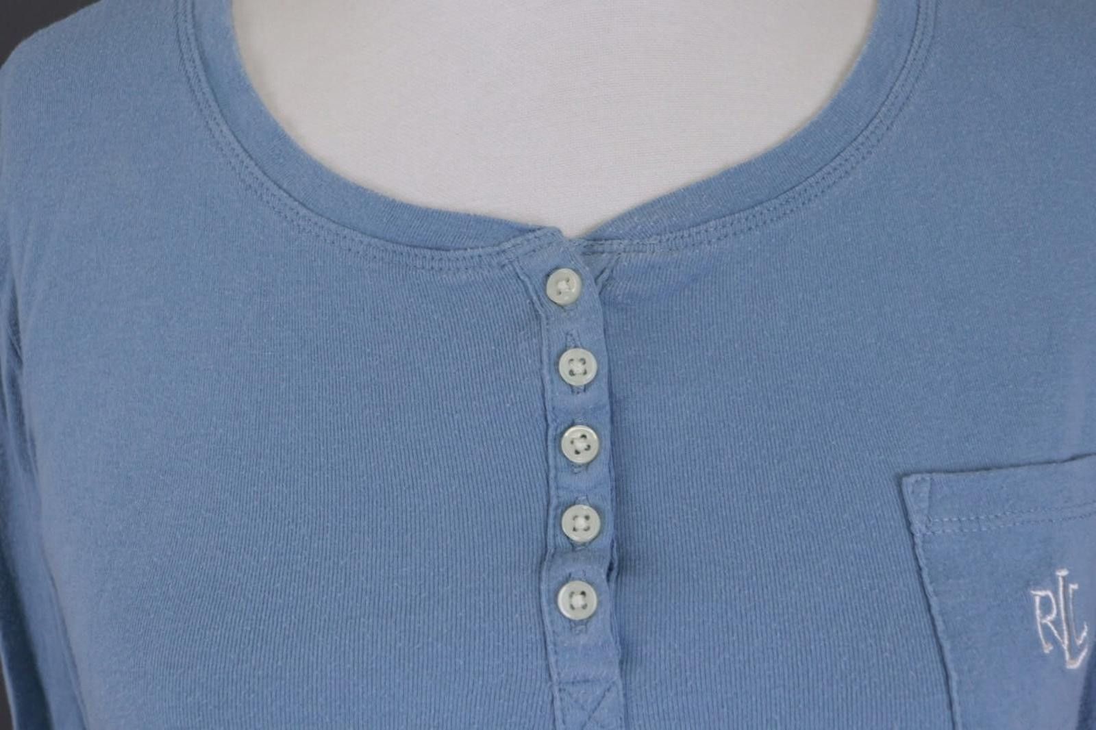 Lauren Ralph Lauren Lauren Ralph Lauren Blue Henley Summer Blouse Shirt L Size L / US 10 / IT 46 - 4 Thumbnail