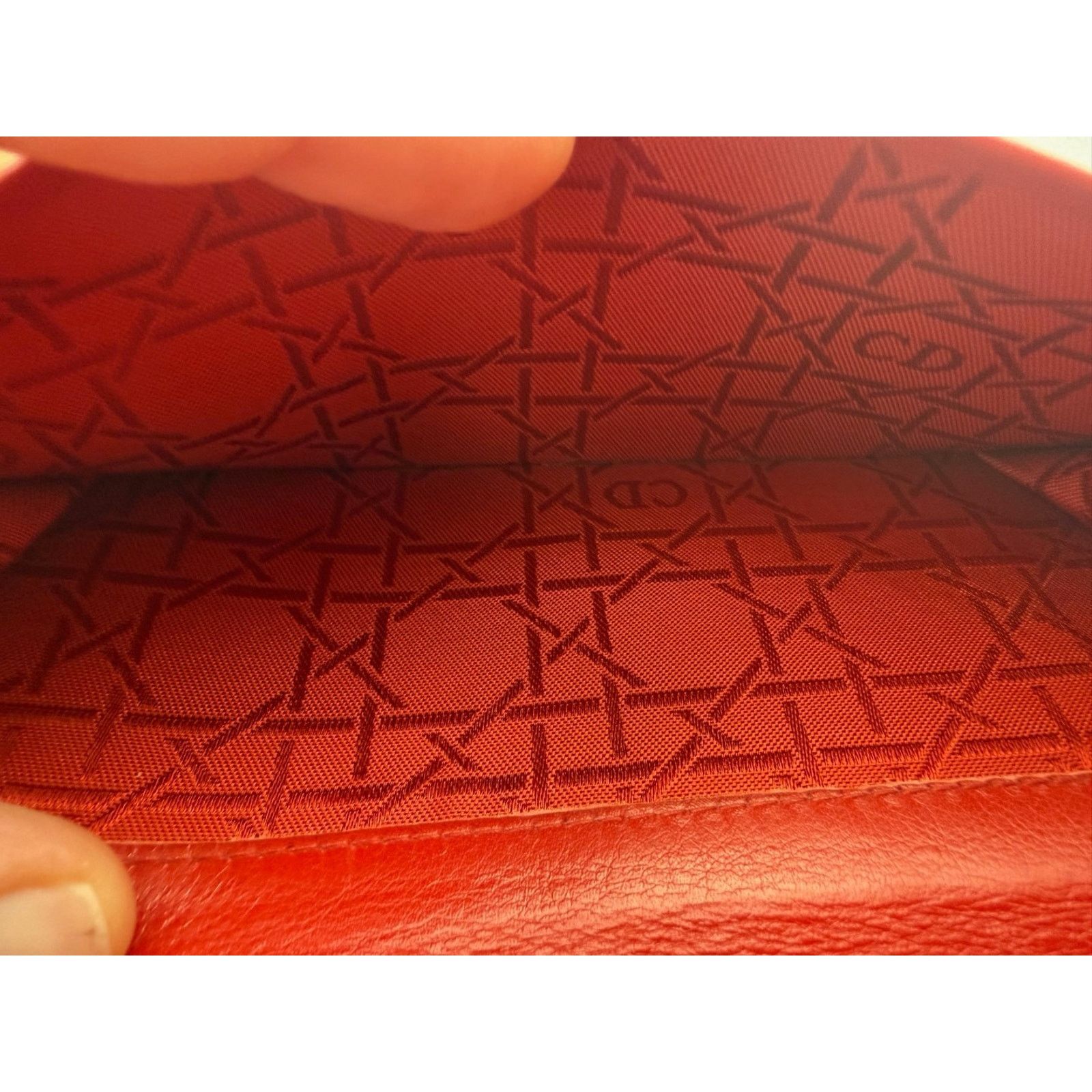 Dior Christian Dior Lady Dior Red Wallet Cannage Studded Lambskin Size ONE SIZE - 5 Thumbnail