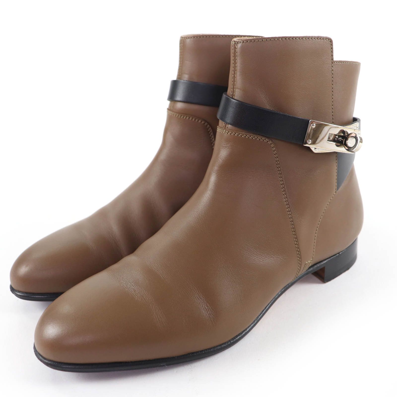 Hermes Hermes Hermès Neo Kelly Buckle Leather Short Boots 37.5 Leather Shoes DUTY FREE for USA Size ONE SIZE - 1 Thumbnail