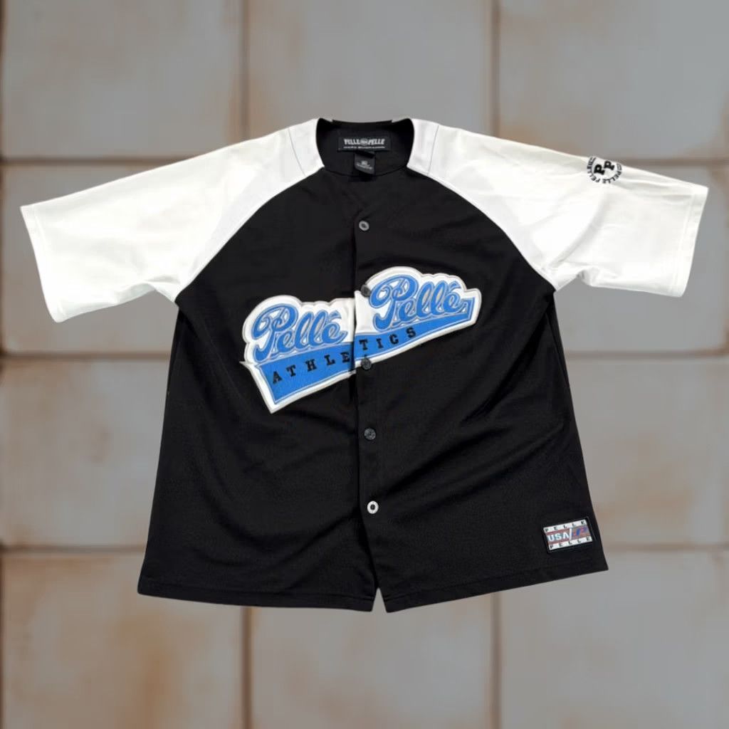 Pelle Pelle VINTAGE Pelle Pelle Baseball Jersey Adult XL Black 90s Hip Hop Logo Embroidered Sleeve Patch 26 Chest Long Sleeve Button Front Size US XL / EU 56 / 4 - 1 Thumbnail