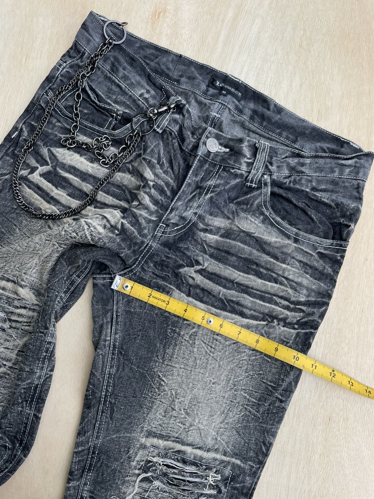 Vintage Lowbox Distressed Denim Jeans Punk Style