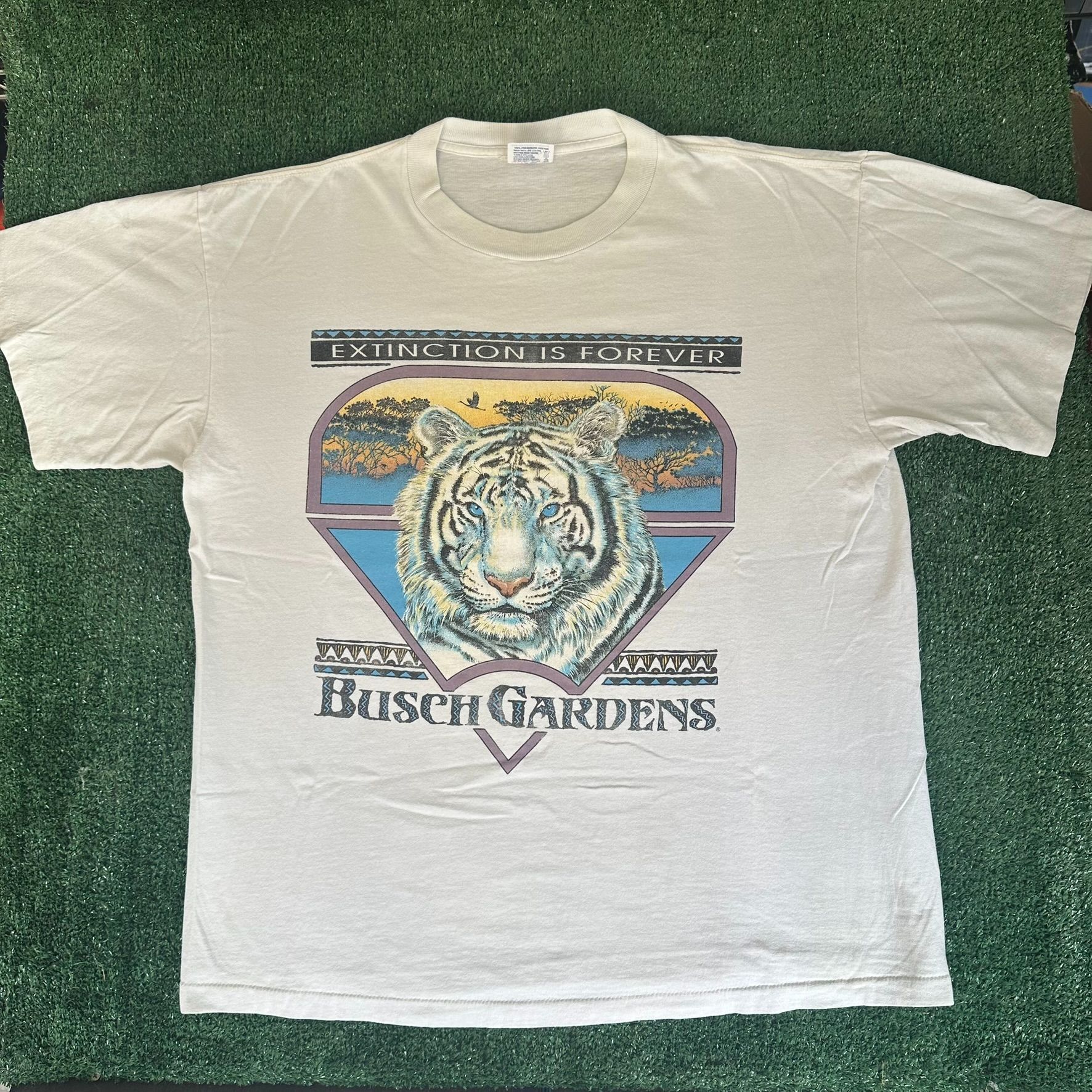 TEE JAYS Vintage 90s Busch Gardens Tiger T-Shirt Nature Animal Tee Size US XL / EU 56 / 4 - 1 Thumbnail
