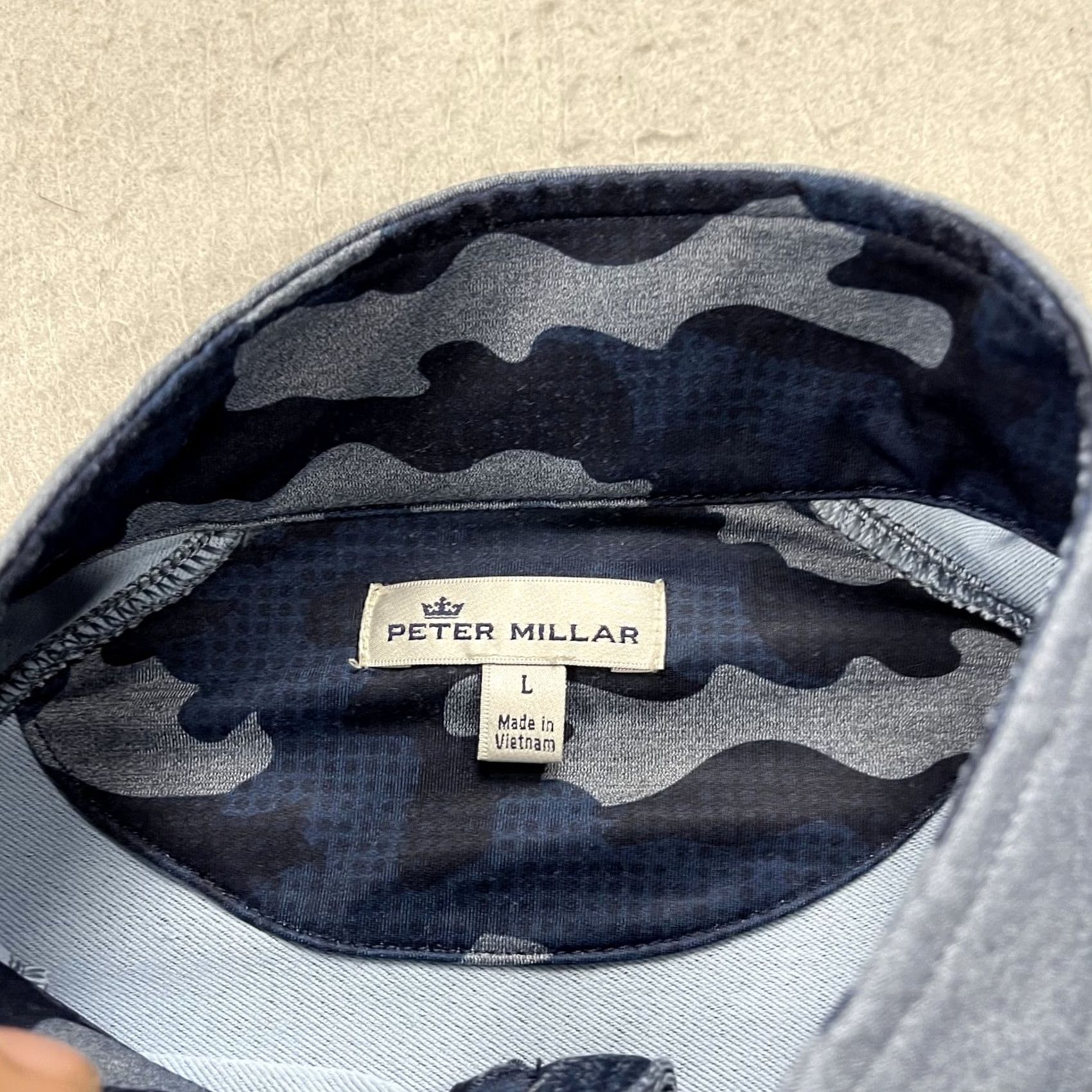 Peter Millar Peter Millar Jacket Mens L Blue Perth Pullover Golf 1/4 Zip Camouflage Skokie CC Shirt Mens L Blue Camouflage Golf Jacket Size US L / EU 52-54 / 3 - 5 Thumbnail