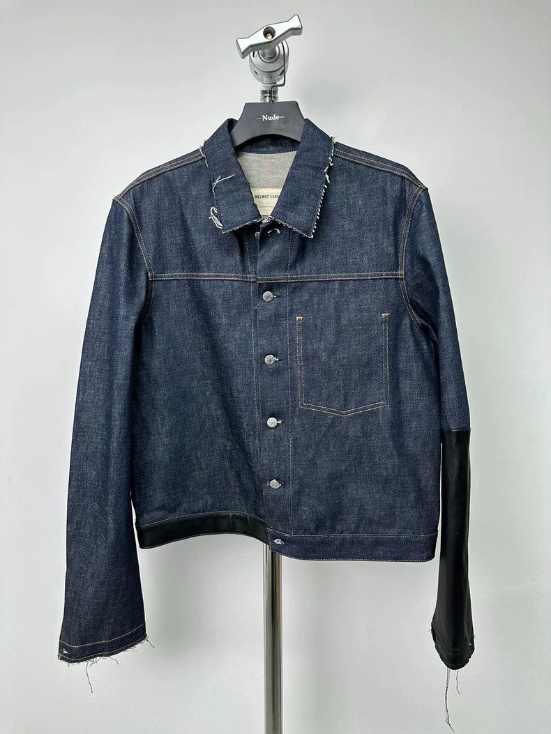 2003ss helmut lang leather denim jacket