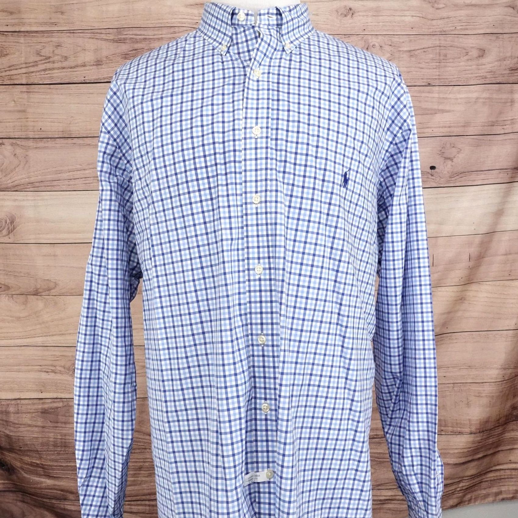 Ralph Lauren Ralph Lauren Shirt Mens 2XLT Blue Check Long Sleeve Button-Up Classic Fit Size US XXL / EU 58 / 5 - 3 Thumbnail