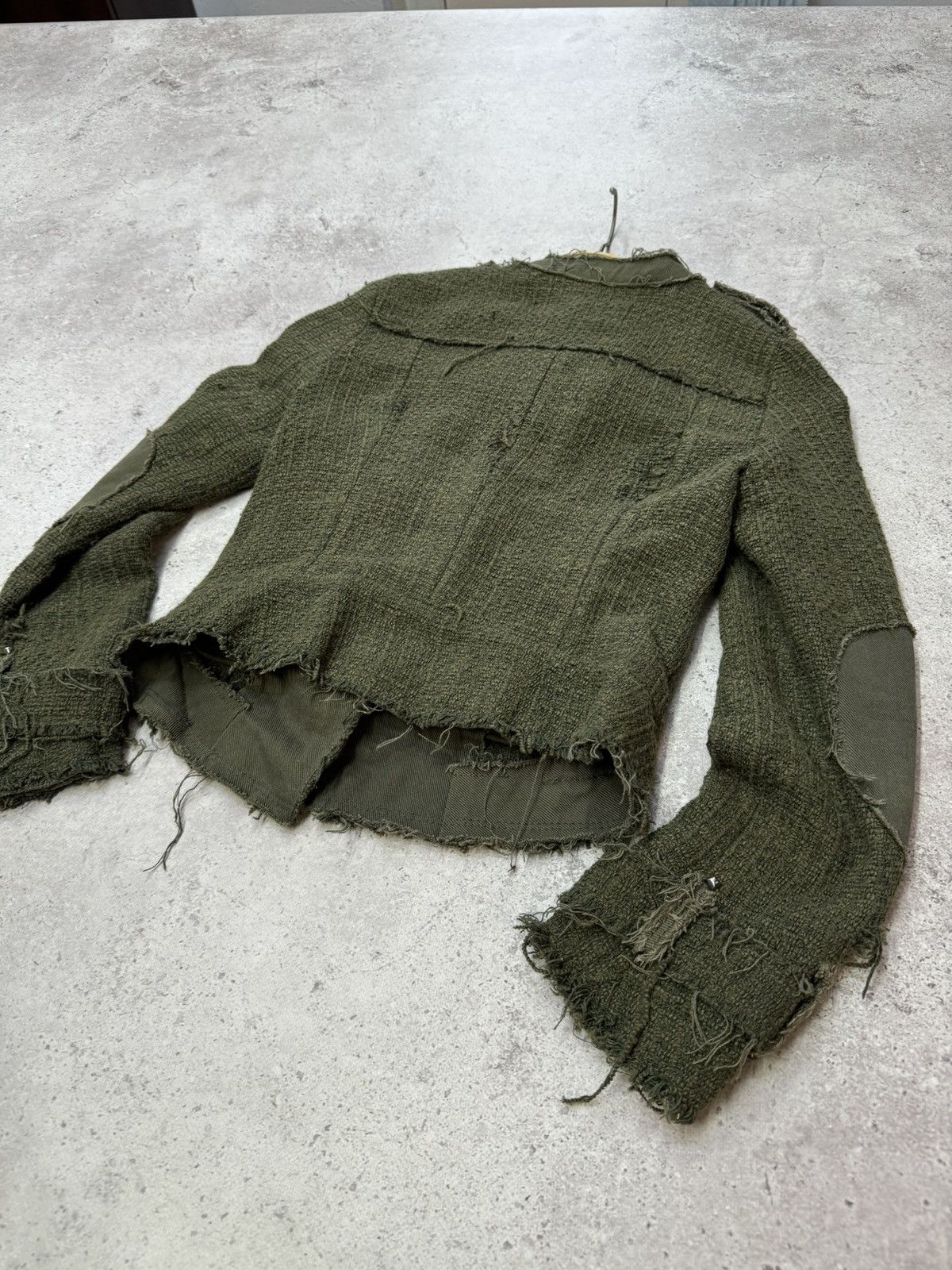 Hedi Slimane Vintage Asymmetric Knit Distressed Jacket Size US S / EU 44-46 / 1 - 2 Thumbnail