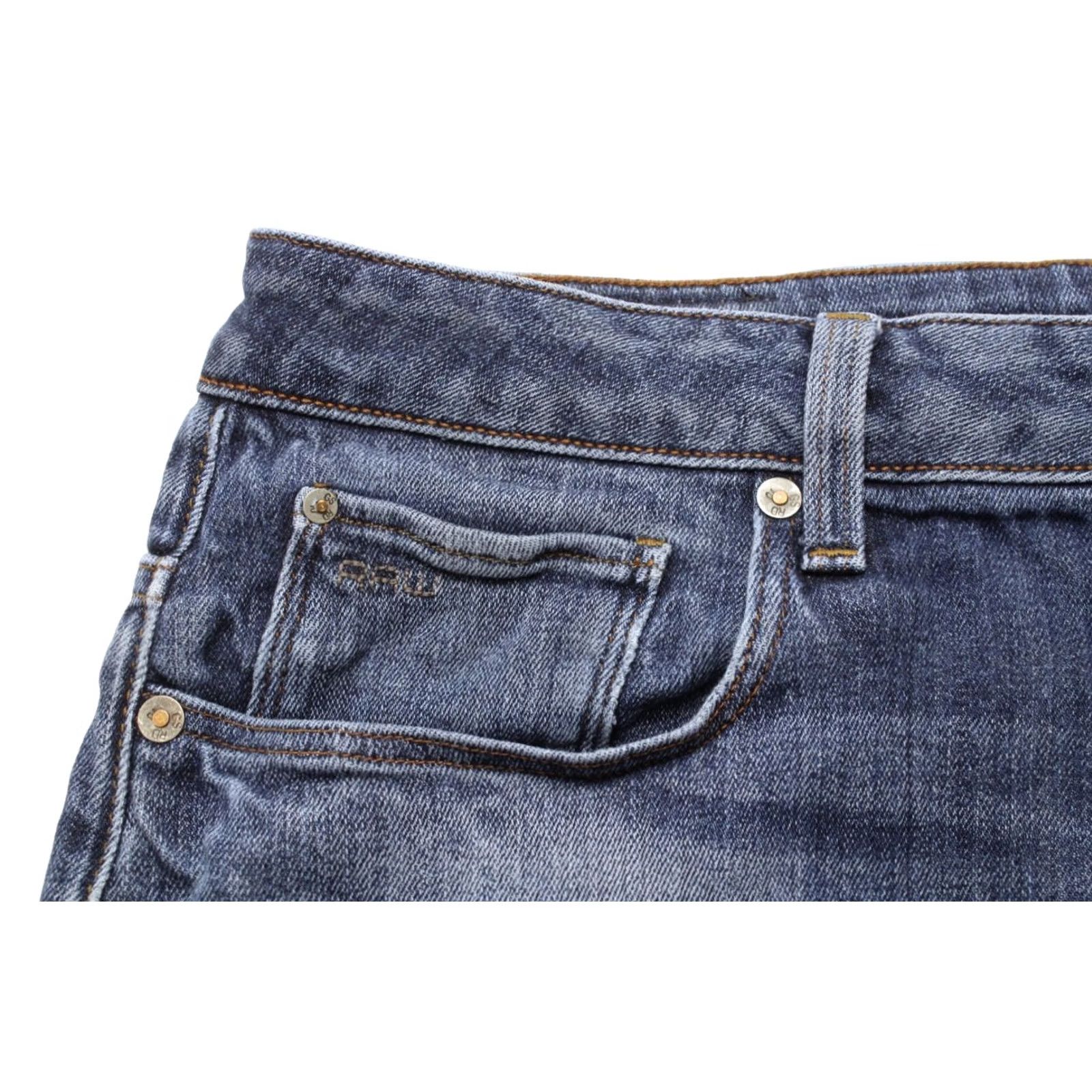 G-Star G-STAR 3301 Slim Jeans Men's W34/L31 Button Fly Faded Whiskers Blue Denim Size US 34 / EU 50 - 6 Thumbnail