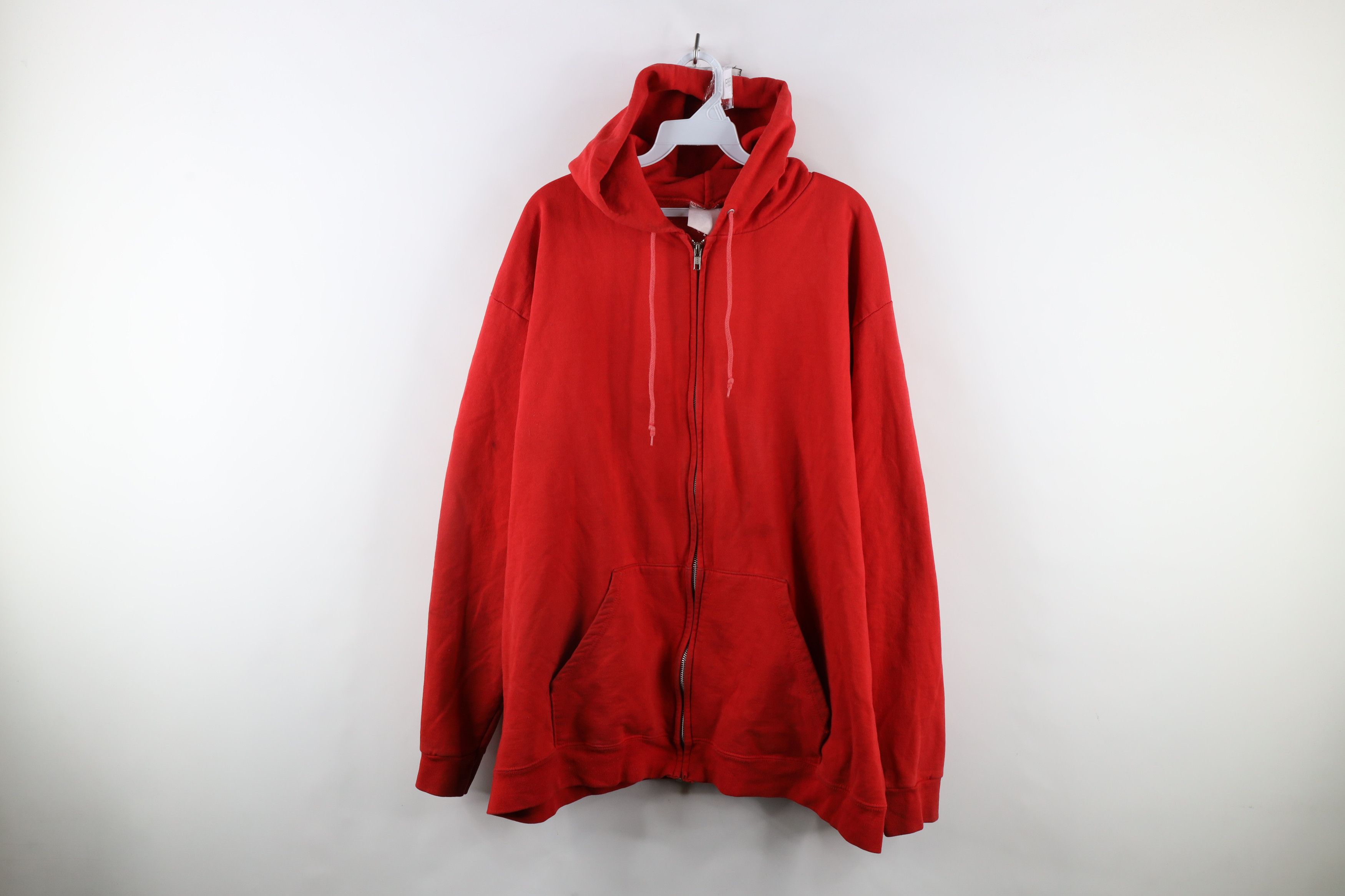 Vintage Vintage 90s Streetwear Blank Full Zip Hoodie Sweatshirt Red Size US XXL / EU 58 / 5 - 1 Thumbnail
