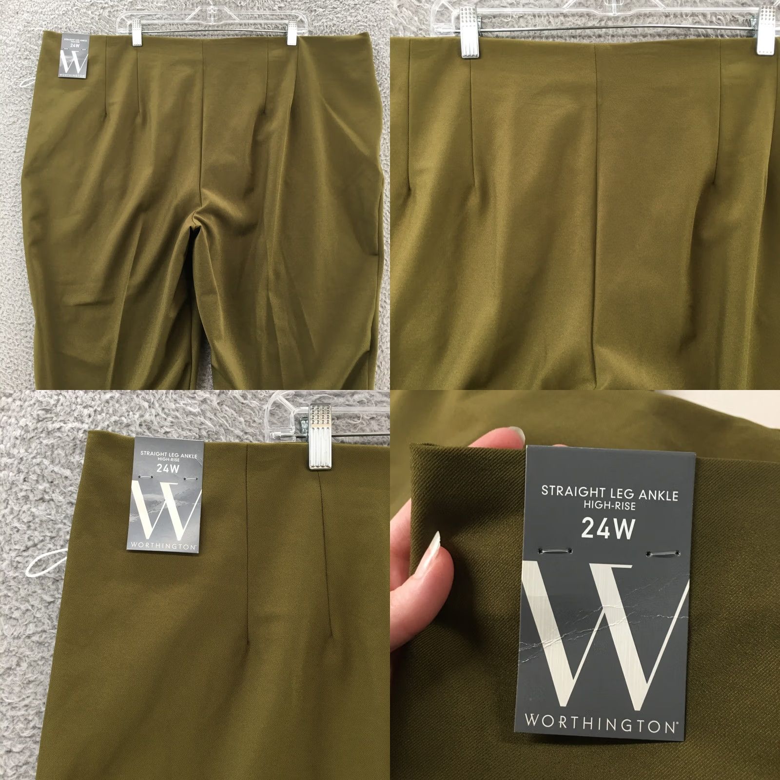 Worthington Worthington Womens 24W Plus Green Straight Leg Ankle Pants High Rise Zip Fly NEW Size 34" / US 12 / IT 48 - 9 Thumbnail