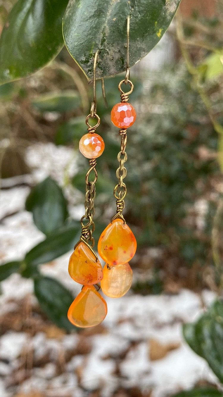 Handmade Carnelian Dangle Earrings Size ONE SIZE - 1 Thumbnail