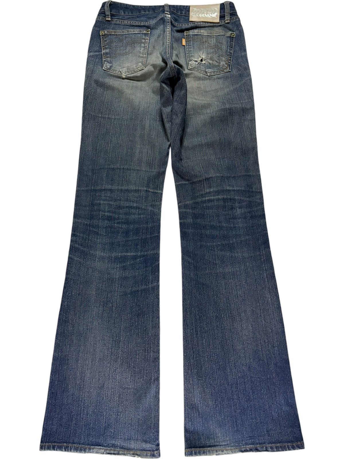 Japanese Brand Vintage Mash Mania *Japanese Wave* Mud Wash Flare Jeans Size 27" / US 4 / IT 40 - 2 Thumbnail