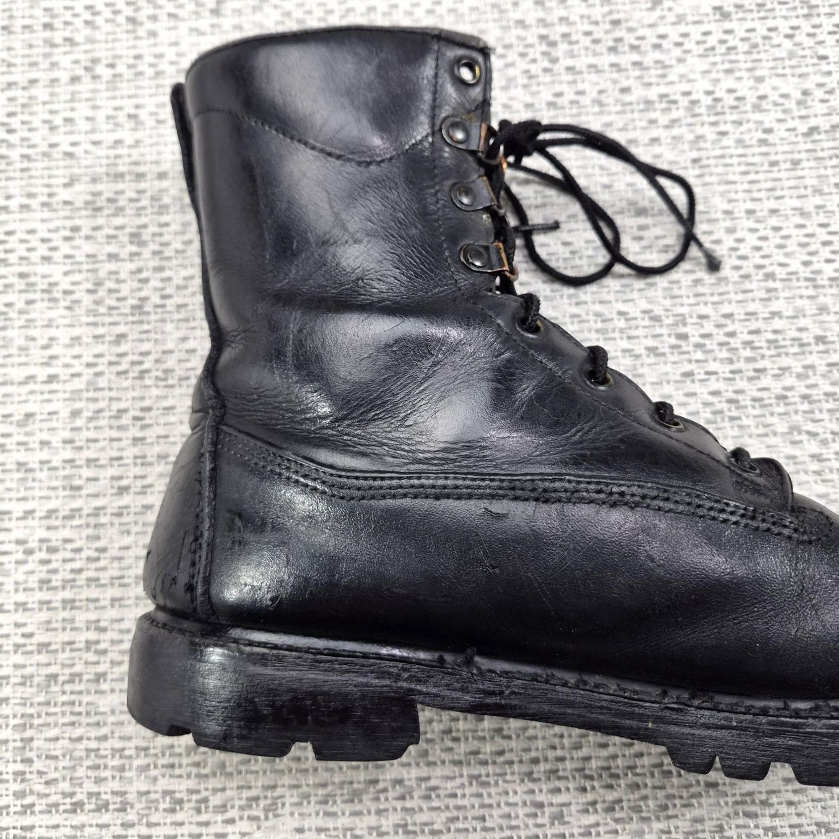 Vibram ROCKY Combat Boots Mens Size 10 W Black Leather Lace Up Vibram Lug Sole Workwear Mid-Calf Mens Boots Leather Black Lug Sole Vibram Size US 10 / EU 43 - 7 Thumbnail