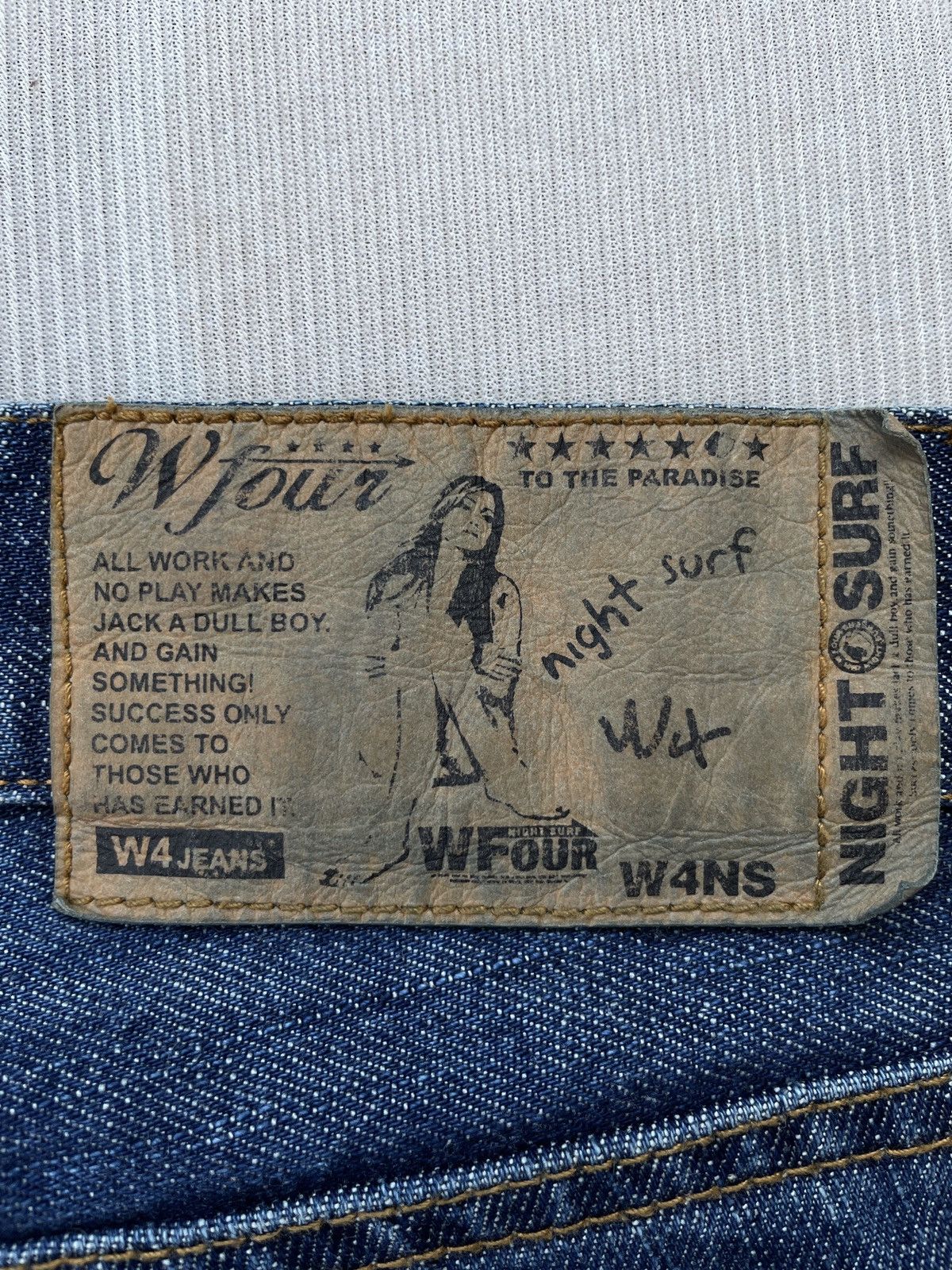 If Six Was Nine × Japanese Brand W Four Night Surf Baggy Jeans (P85) Size US 33 - 10 Thumbnail
