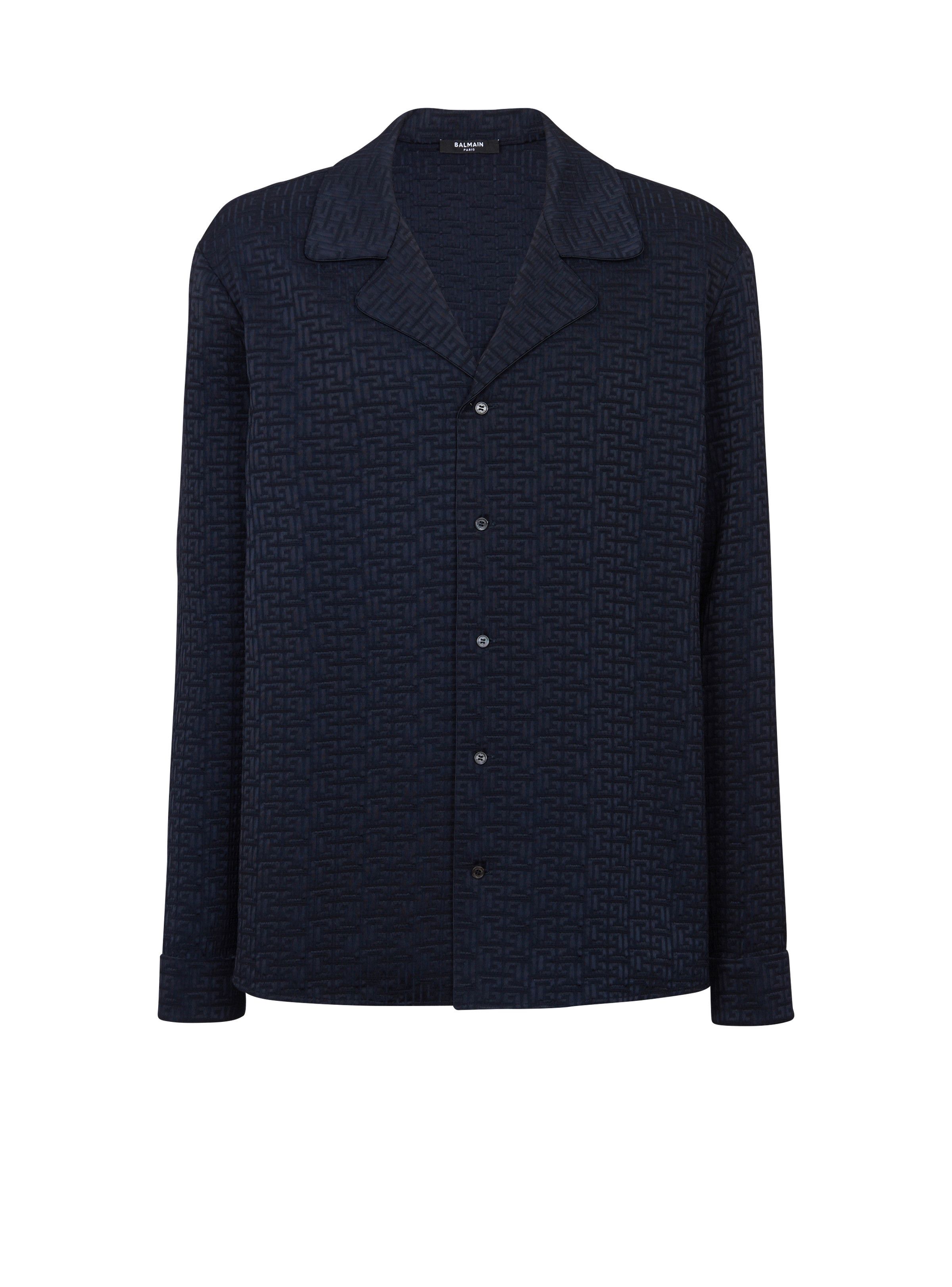 Balmain o1y0426 Patterned Shirt in Midnight Blue Size US M / EU 48-50 / 2 - 1 Thumbnail