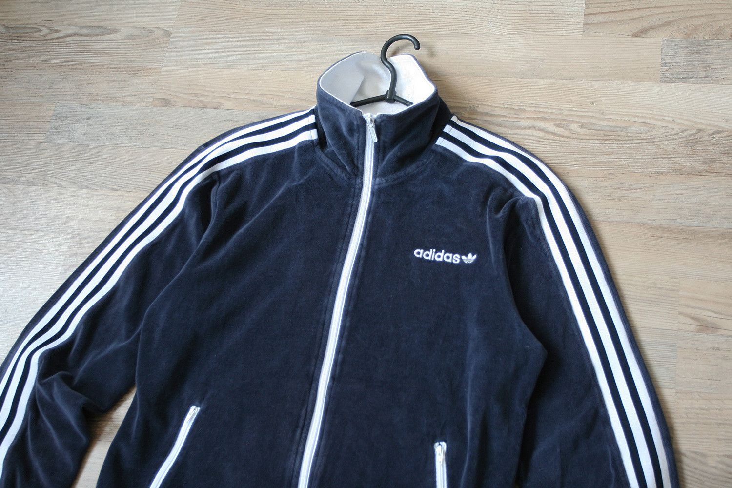Adidas Adidas Velour Blue Tracksuit Track Top Retro Stripes Jacket Size US S / EU 44-46 / 1 - 2 Thumbnail