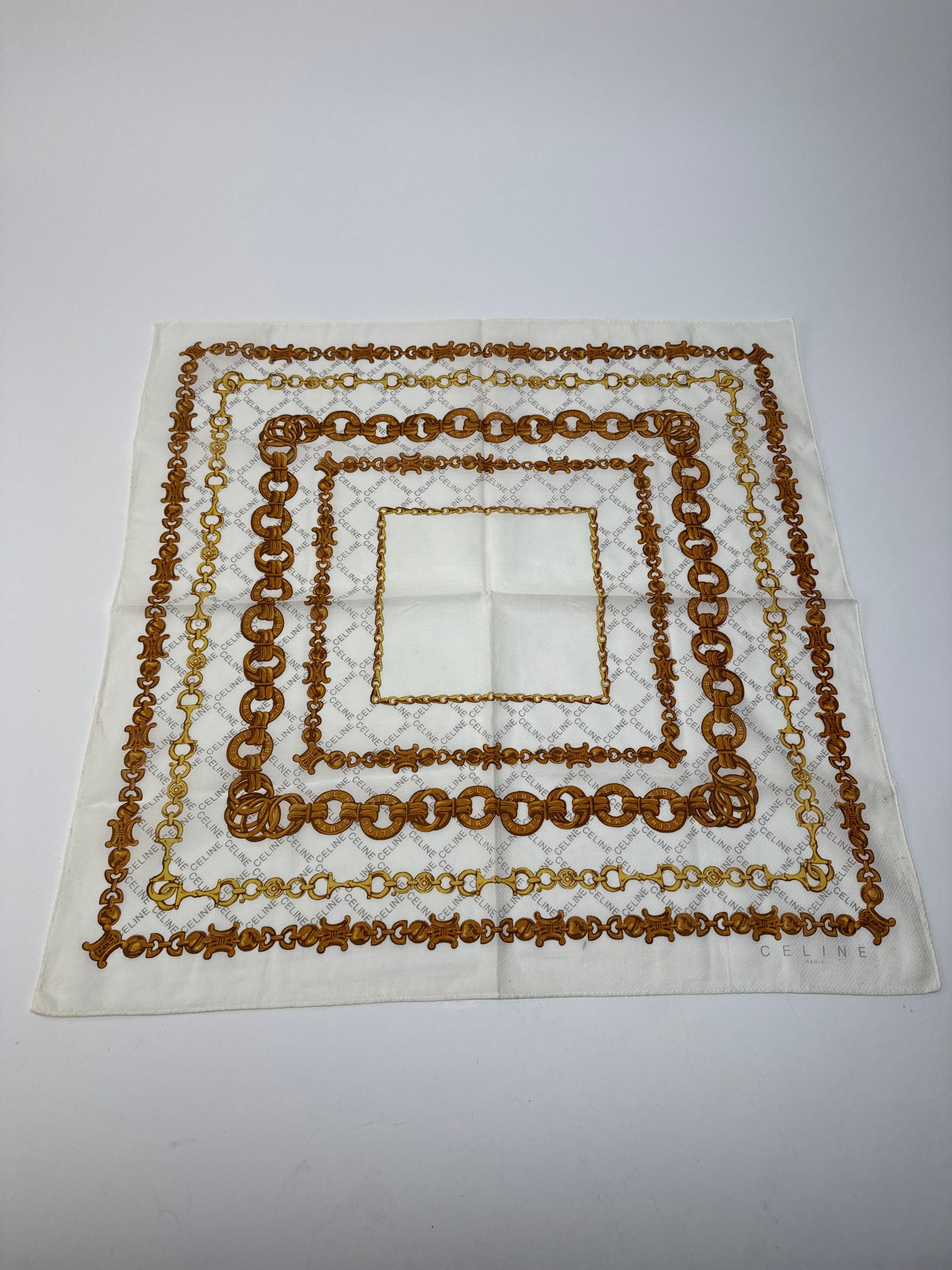 Celine Vintage Baroque Scarf White golden Size ONE SIZE - 1 Thumbnail