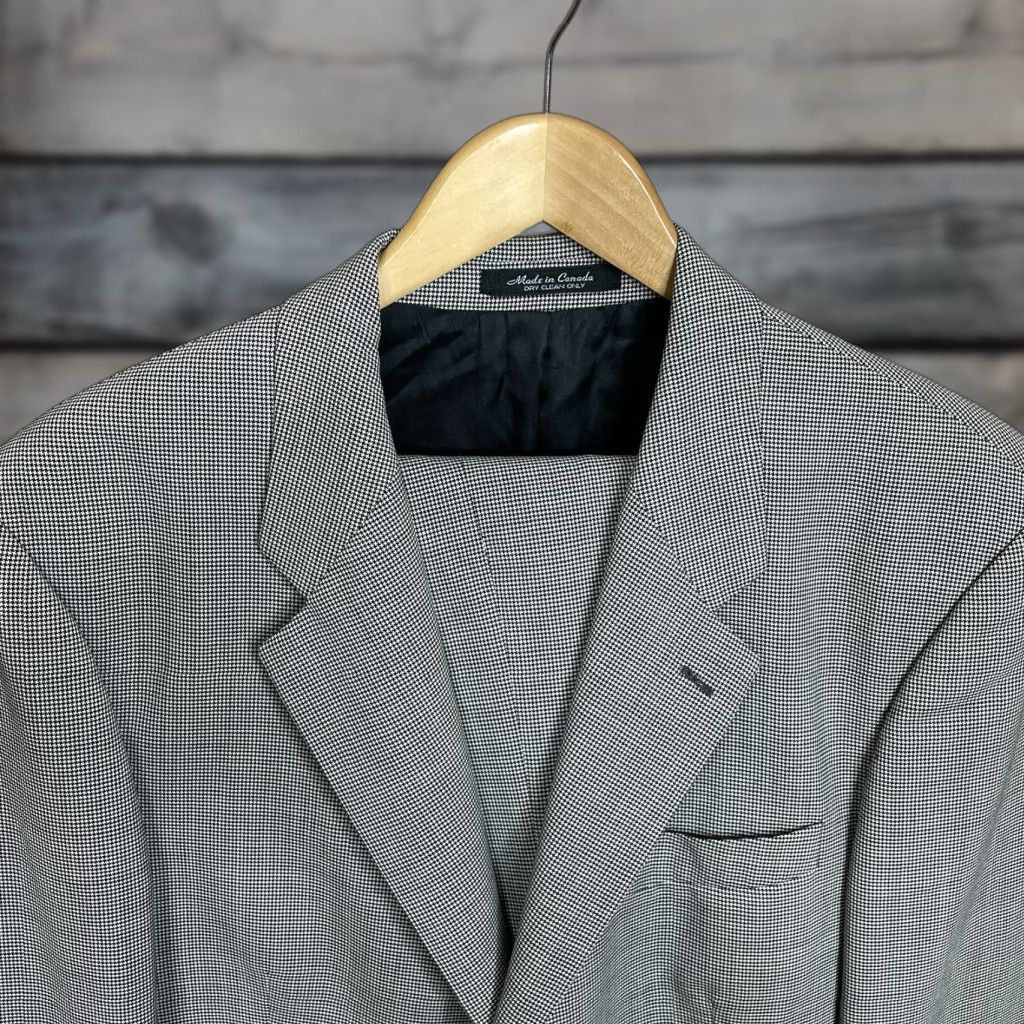 Vintage Marco Cellini 2 Piece Suit Mens 42L 32x31 White Houndstooth ...