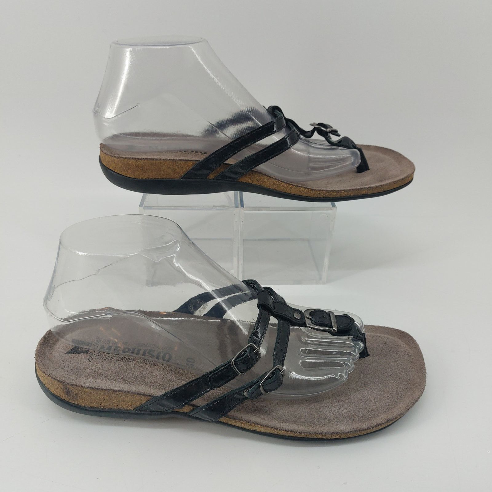 Mephisto Mephisto Womens Black Patent Leather Thong Sandals 10 EUR 40 Size US 10 / IT 40 - 1 Thumbnail
