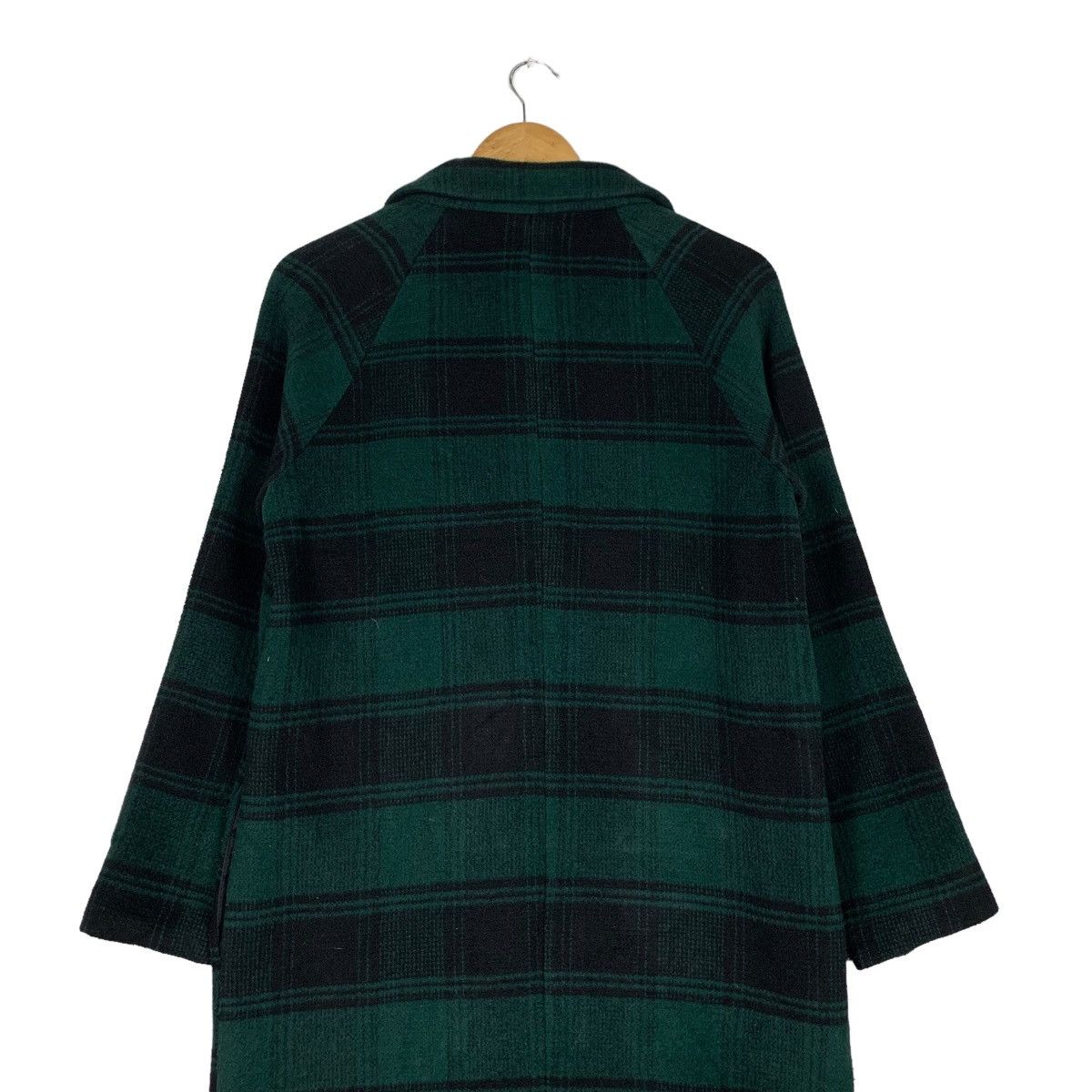 Japanese Brand WORLD WIDE LOVE Green Black Checked Wool Long Coat #1130-C52 Size S / US 4 / IT 40 - 9 Thumbnail