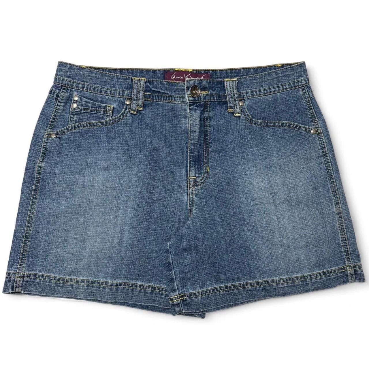 Vintage Vintage Y2K Midwash Blue Denim Jorts Shorts Fits W35 Size US 35 - 1 Thumbnail