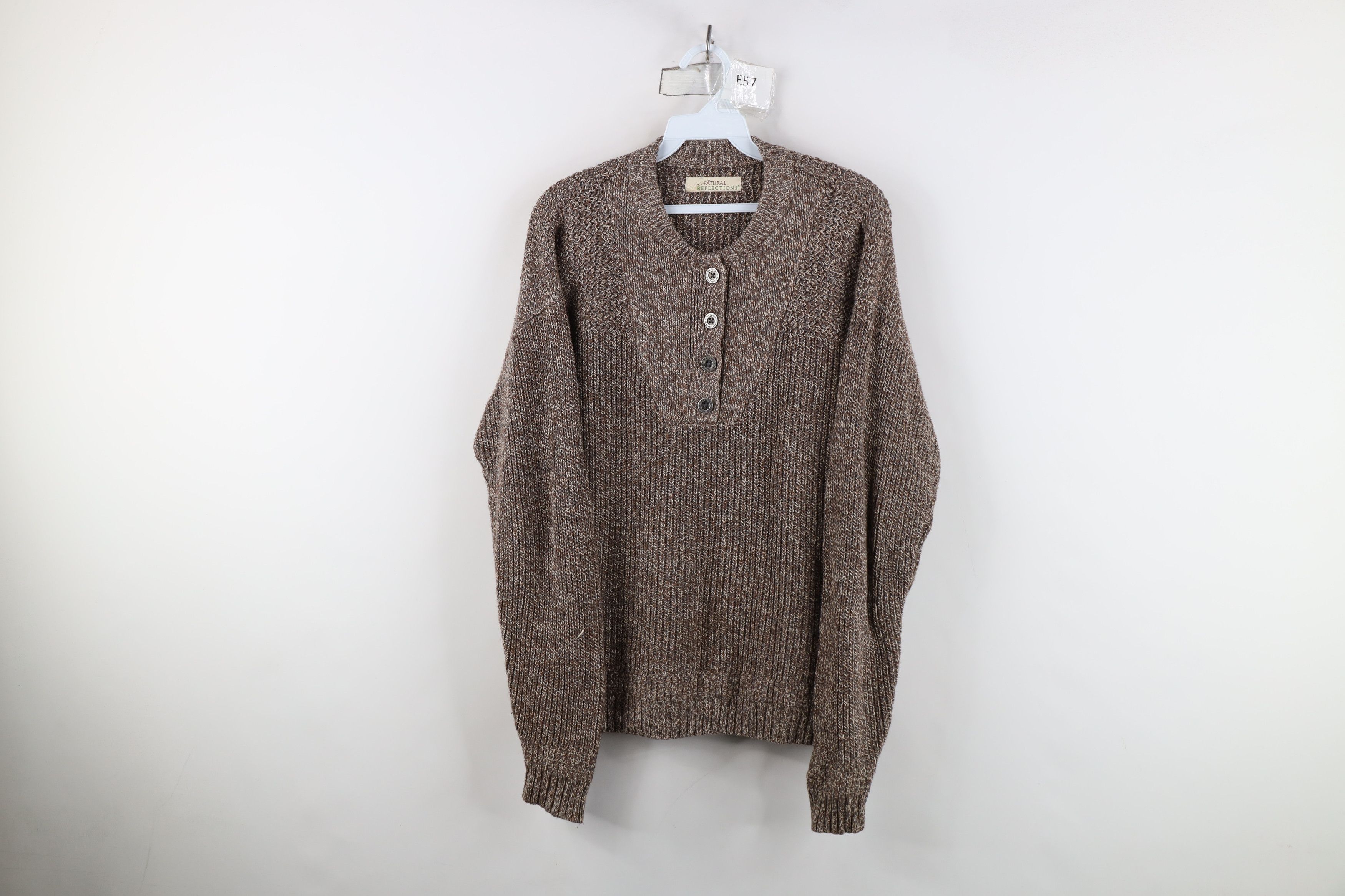 Vintage Vintage 90s Streetwear Ribbed Knit Henley Sweater Brown Size M / US 6-8 / IT 42-44 - 1 Thumbnail
