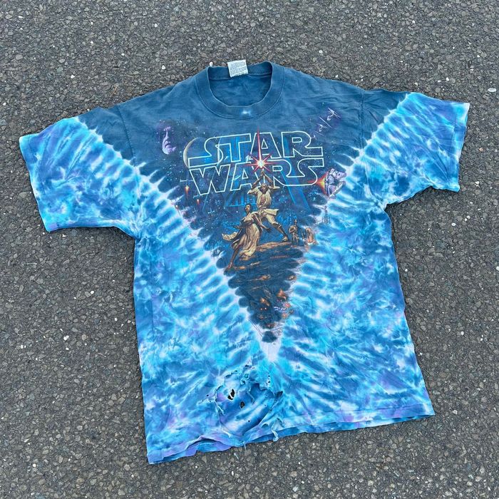 Vintage Vintage Star Wars liquid blue 90s tie dye movie t shirt