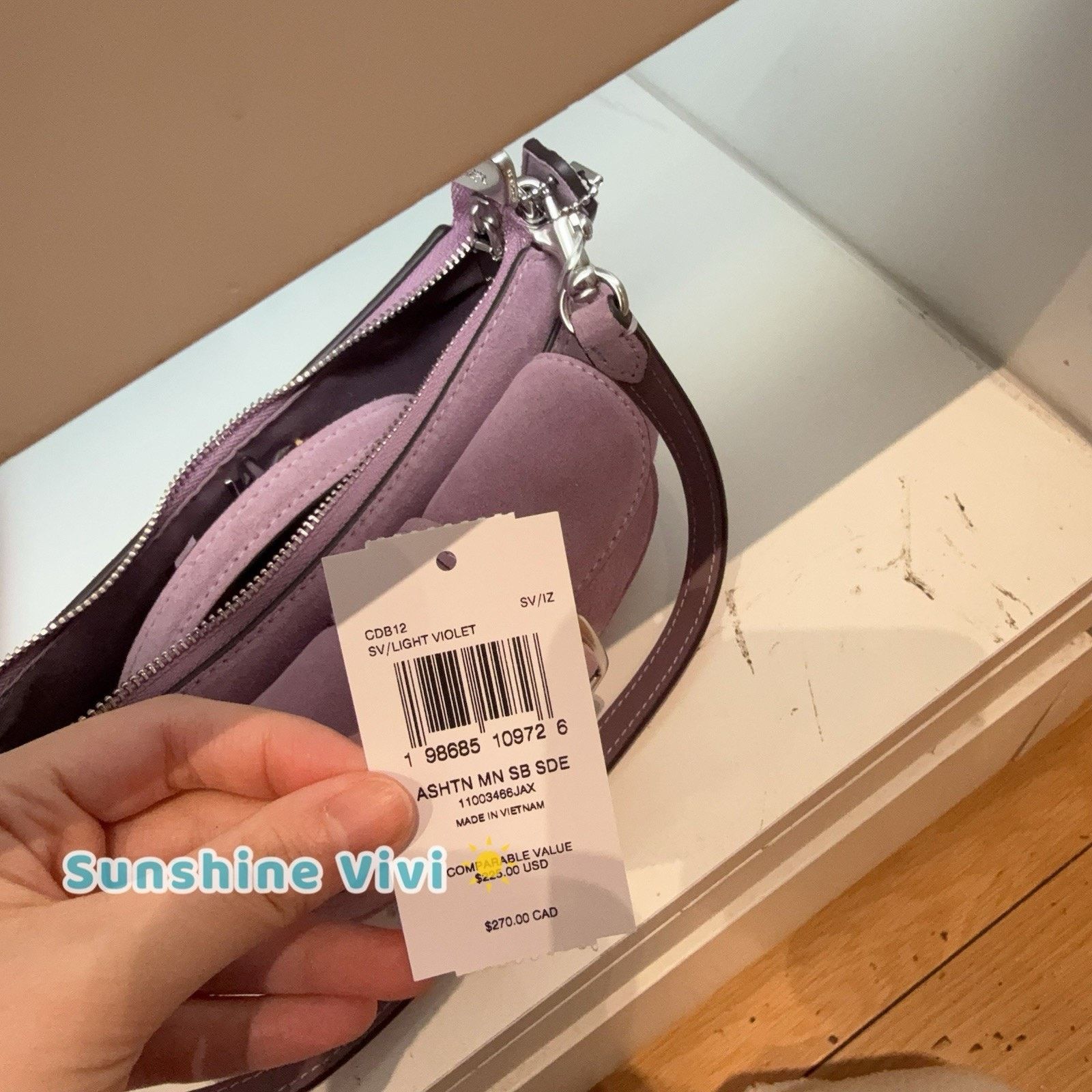 Coach NWT Coach Ashton Mini Shoulder Bag CDB12 Silver/Light Violet Size ONE SIZE - 7 Thumbnail