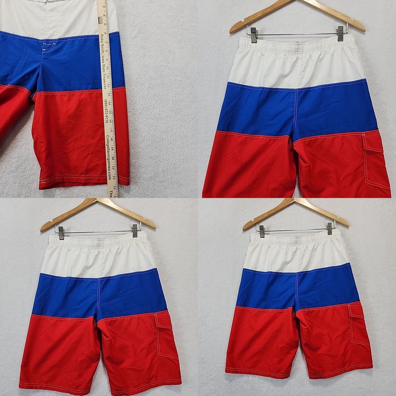 Vintage VINTAGE Ocean Pacific Striped Swim Trunks Board Shorts 2XL Men Red White Blue Lined Pockets 90s 2000s OP Surfing Beach Size US 39 - 8 Thumbnail