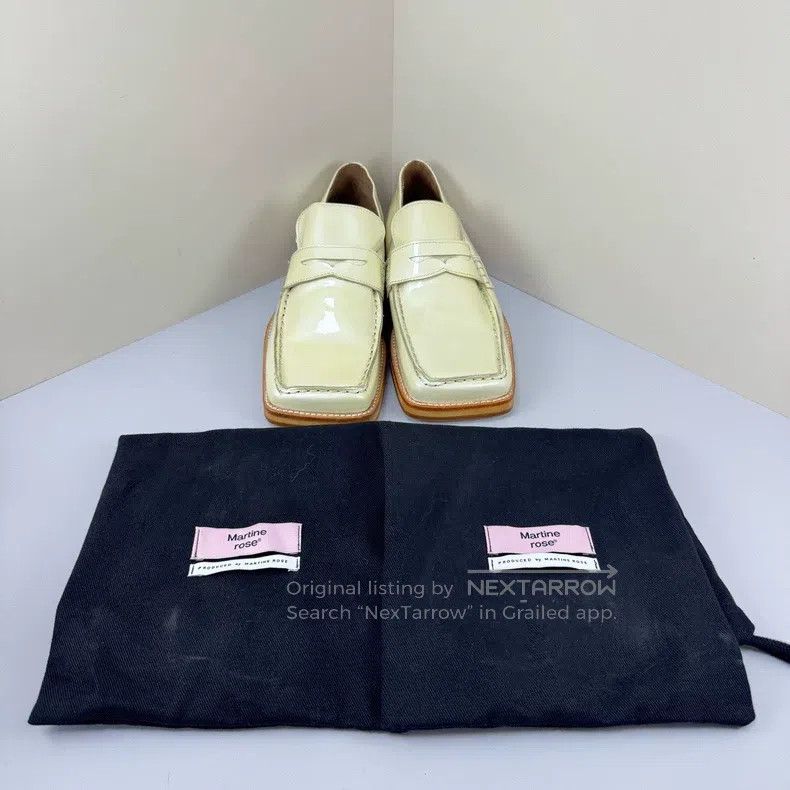 Martine Rose Martine Rose Beige patent leather square toe loafers Size US 5.5 / EU 38 - 1 Thumbnail