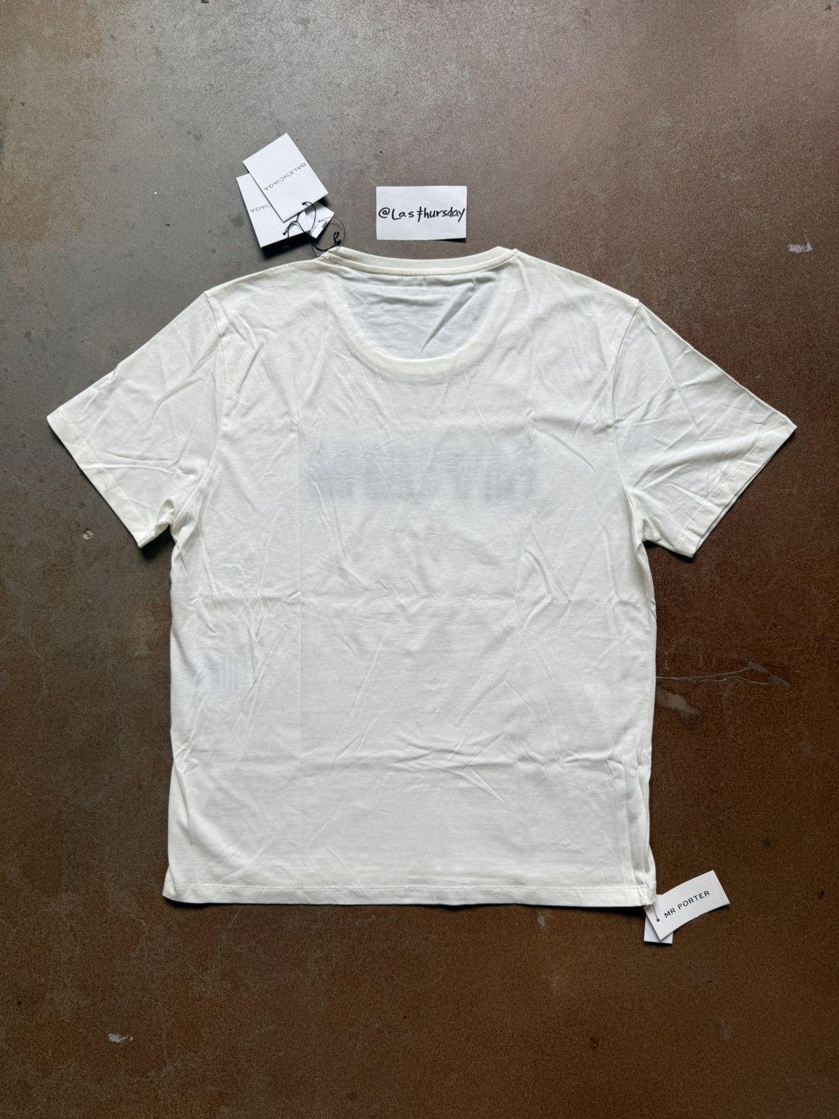 Balenciaga Balenciaga FW13 Silver Tape Logo Tee White XL Size US XL / EU 56 / 4 - 7 Thumbnail