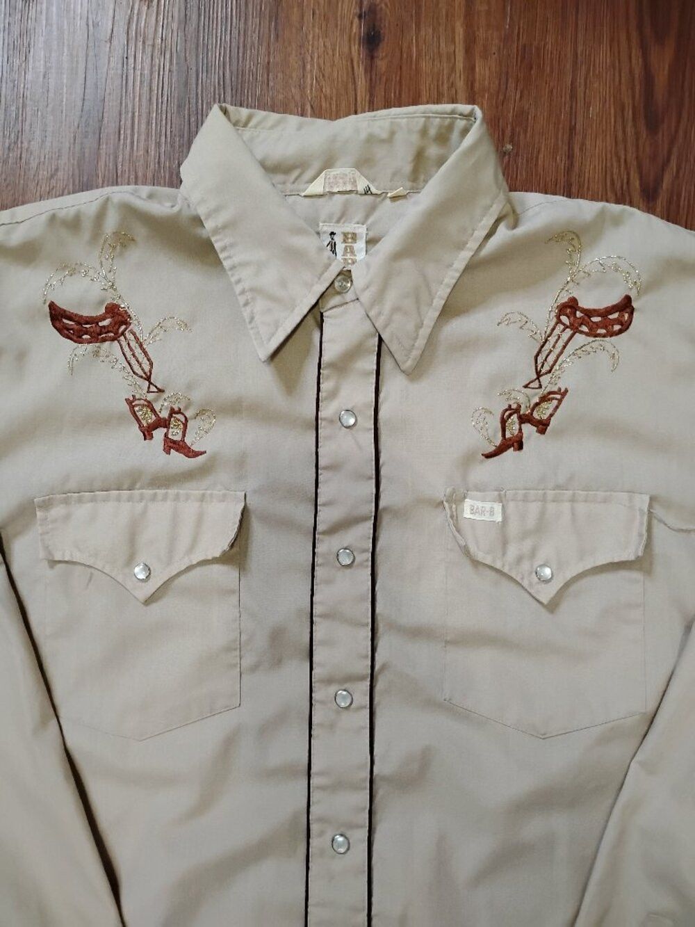 Other Vintage Bar B Cowboy Boots Western Pearl Snap Shirt Size US XL / EU 56 / 4 - 1 Thumbnail