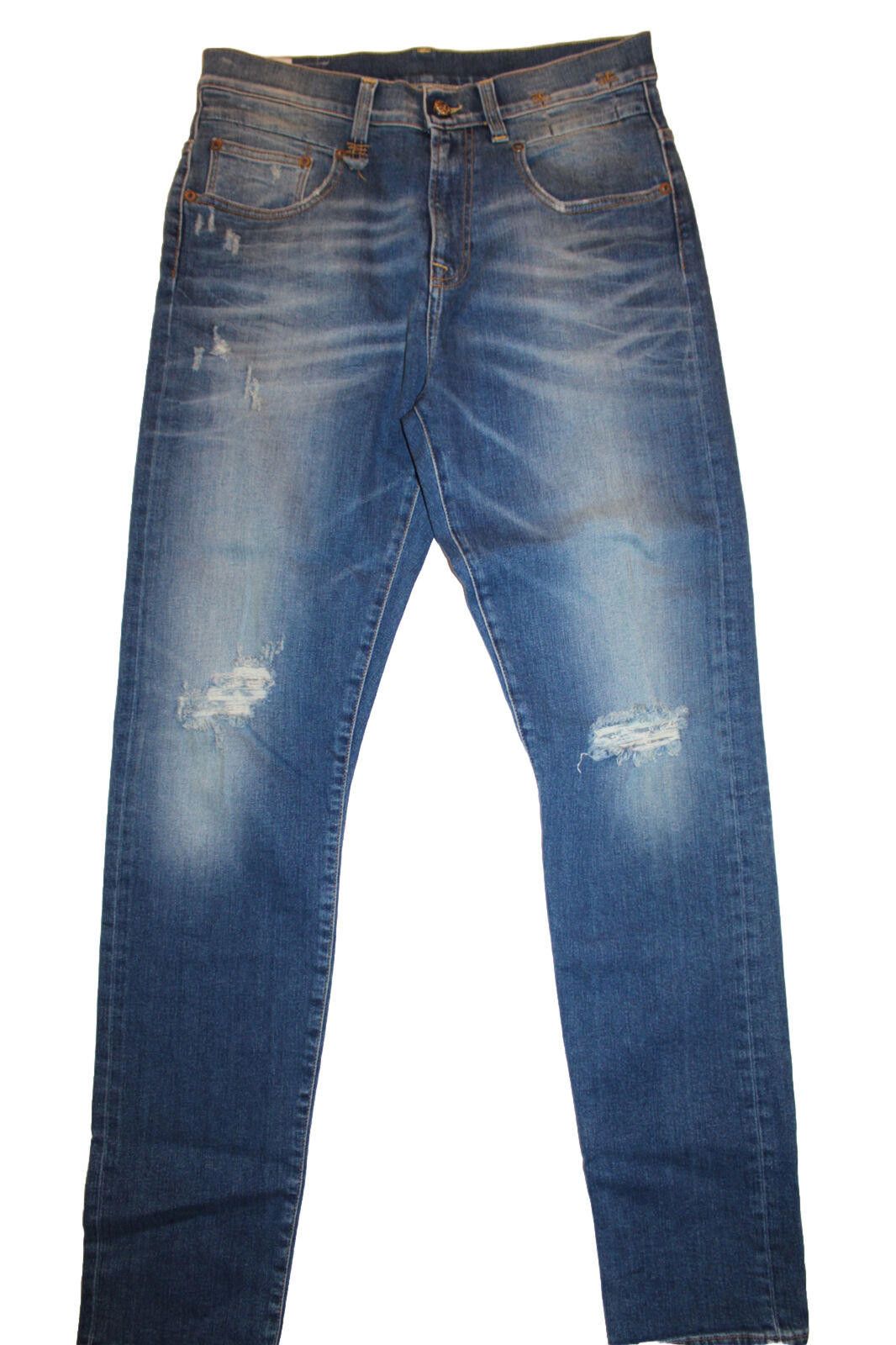 R13 Skinny Mid Rise Jeans In Baylis With Rips Size 33