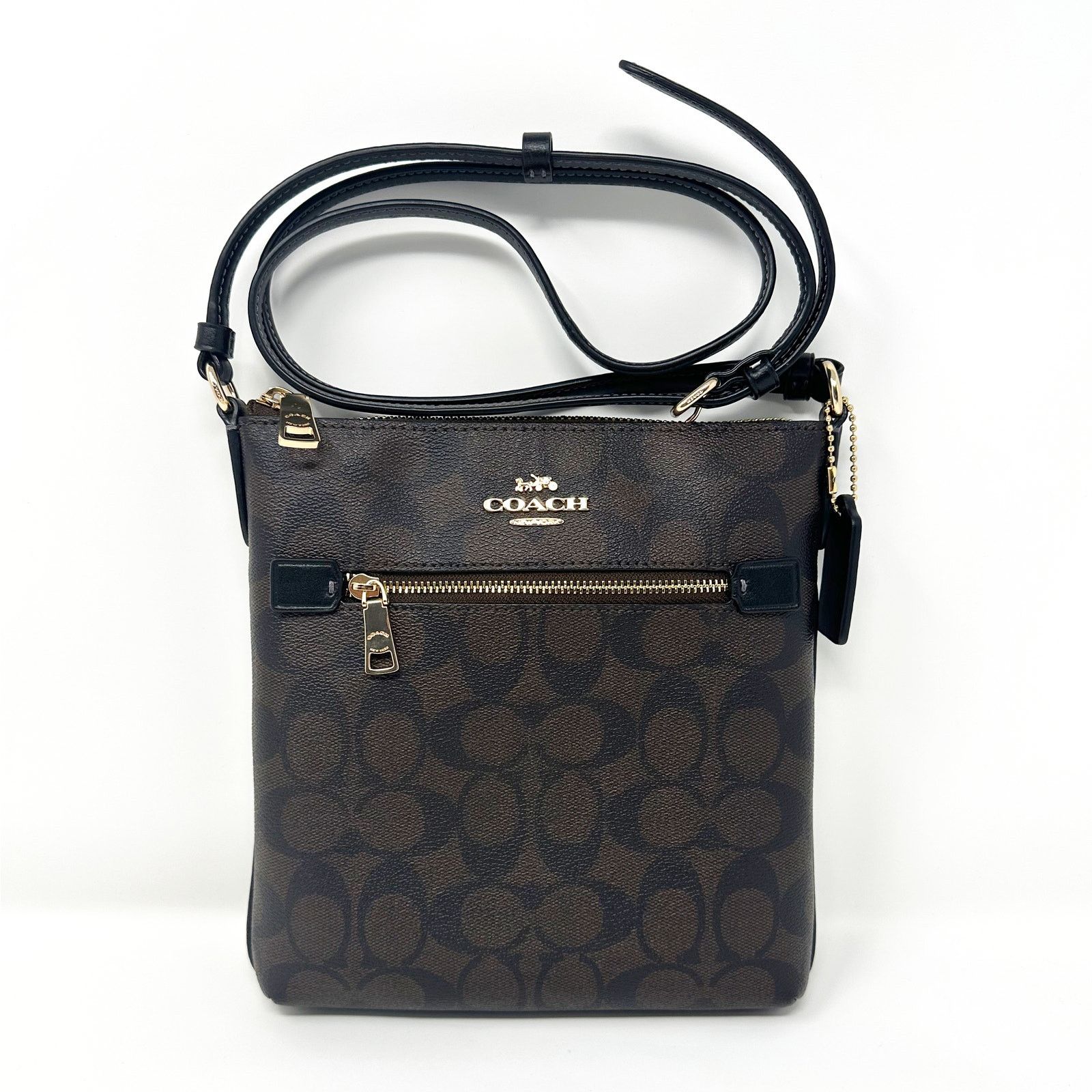 image of Coach Mini Rowan File Bag In Signature Canvas Brown Cf340, Women's