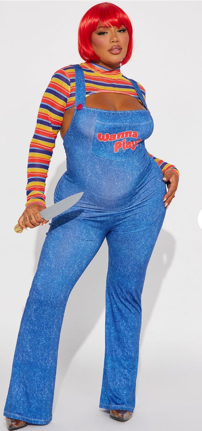Other Wanna Play Evil Doll Jumpsuit 4 Piece Costume Set Size M / US 6-8 / IT 42-44 - 2 Thumbnail