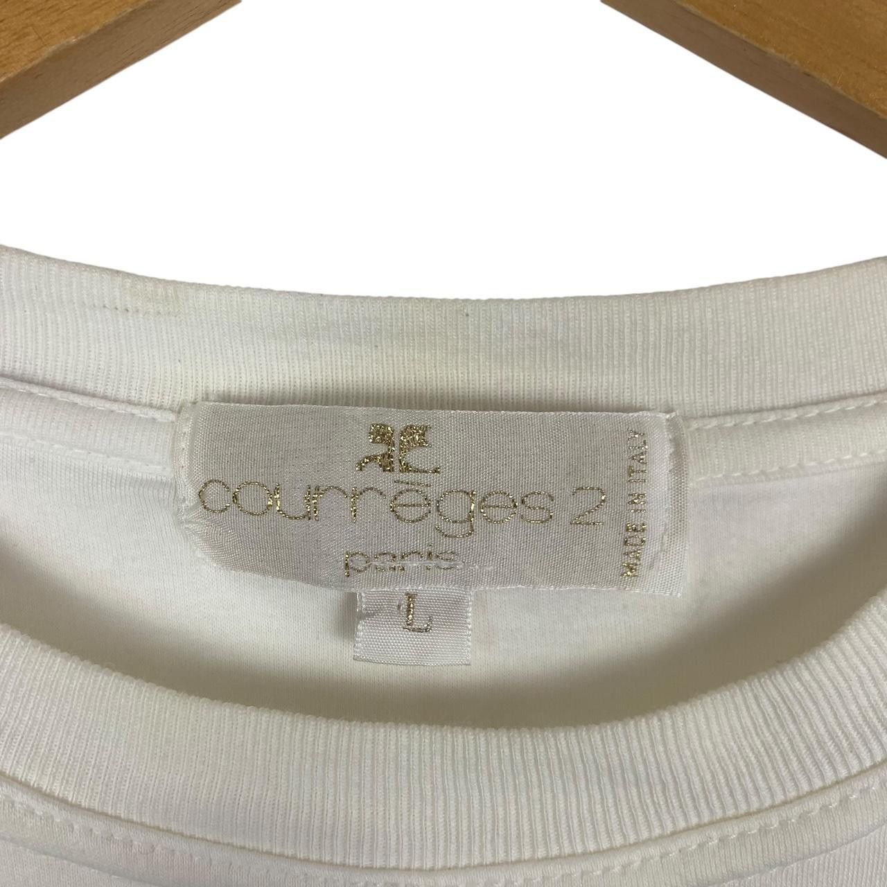 Vintage Vintage COURREGES PARIS Embroidered Logo Tee Shirt Size US L / EU 52-54 / 3 - 3 Thumbnail