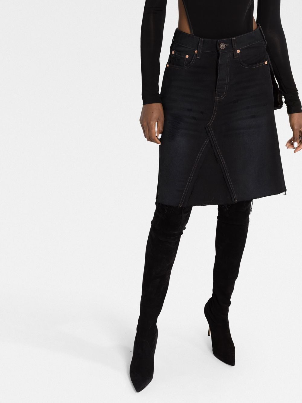 Balenciaga o1y0625 Denim Midi Skirt in Black Size 28" / US 6 / IT 42 - 3 Thumbnail